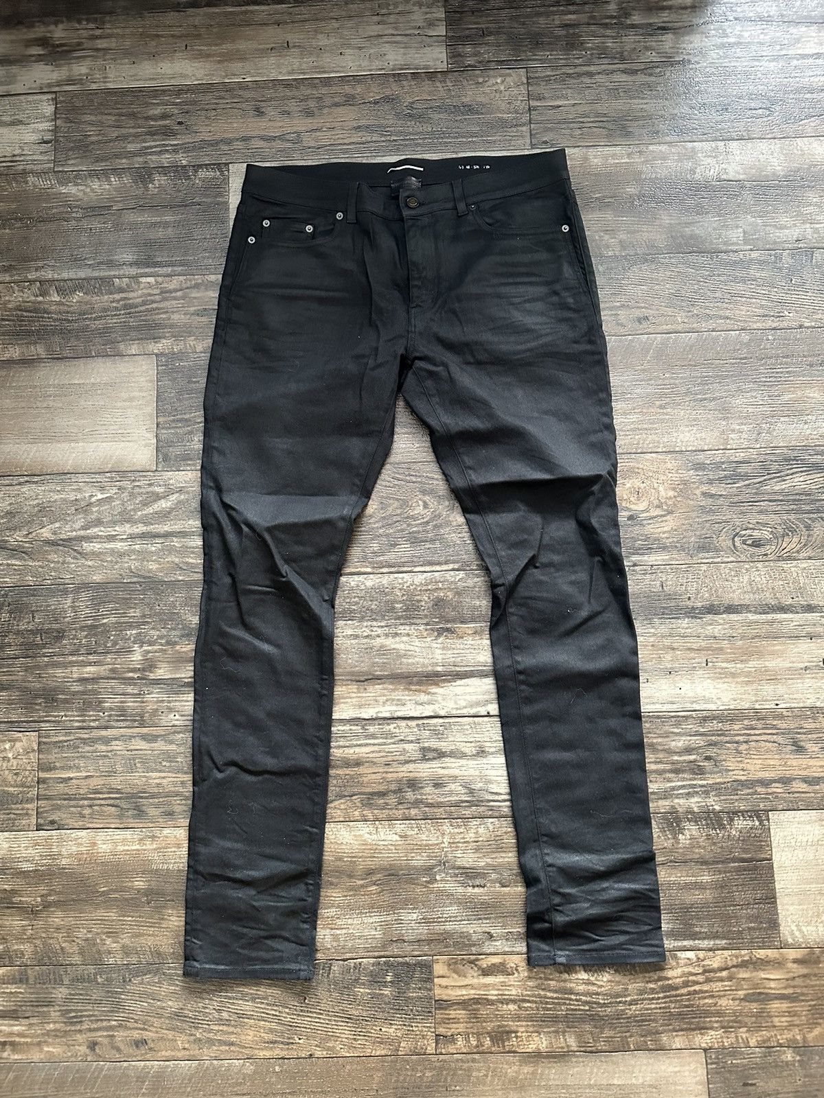 Saint Laurent Paris Saint laurent Paris “ slight waxed denim jeans ...