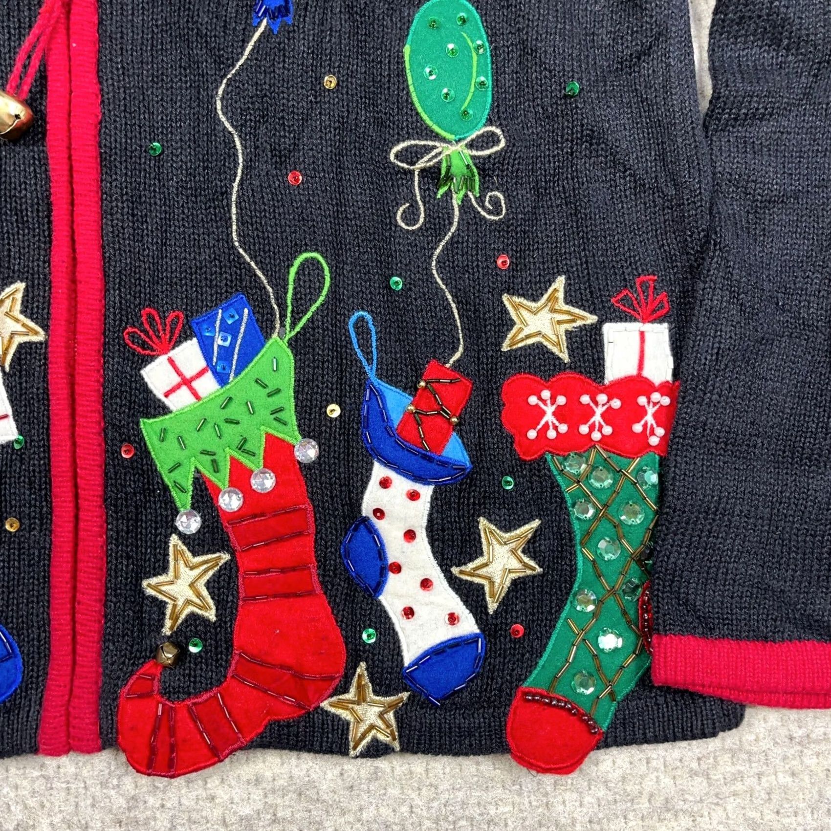 Vintage VINTAGE Christmas Cardigan Sweater Women M Full Zip Black 90s Ugly Retro Classic Holiday Christmas Cardigan Sweater Womens Size M Size M / US 6-8 / IT 42-44 - 5 Thumbnail