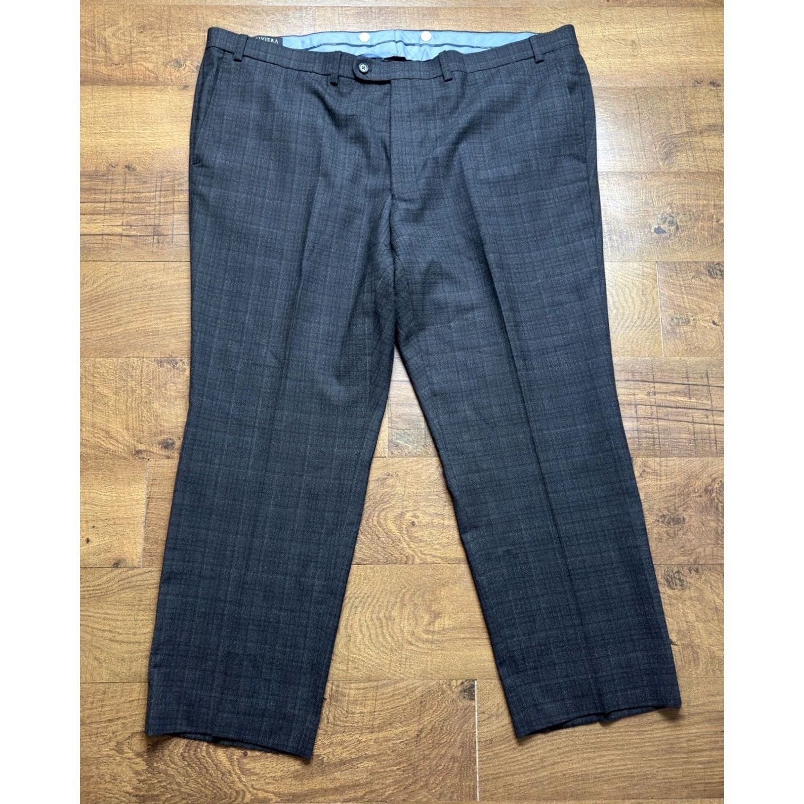 Jack Victor Jack Victor Dress Pants Mens 48 Gray Crew Pant Men 48X30 Wool Flex Light Grey black Plaid Size US 32 / EU 48 - 2 Thumbnail