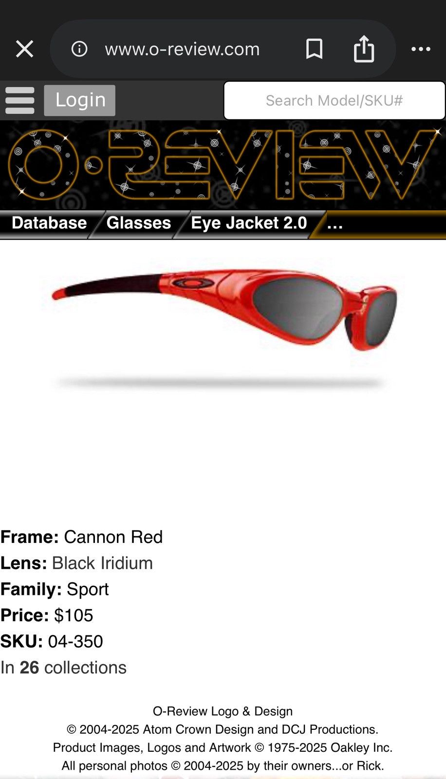 Oakley Oakley Eye Jacket 2.0 Cannon Red Black Iridium Size ONE SIZE - 25 Thumbnail