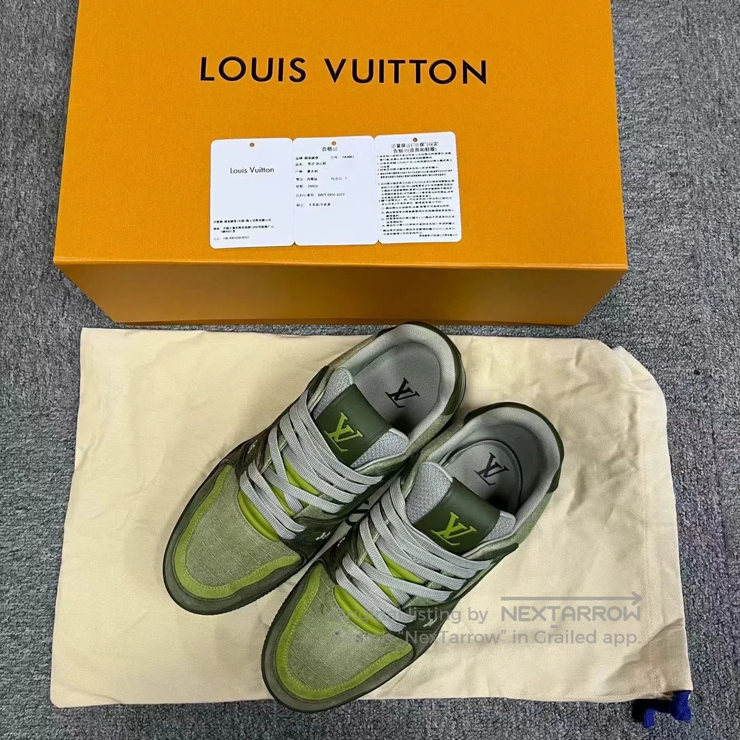 Louis Vuitton Louis Vuitton Green Round Toe Low-Top Sneakers. Size US 7 / EU 40 - 3 Thumbnail