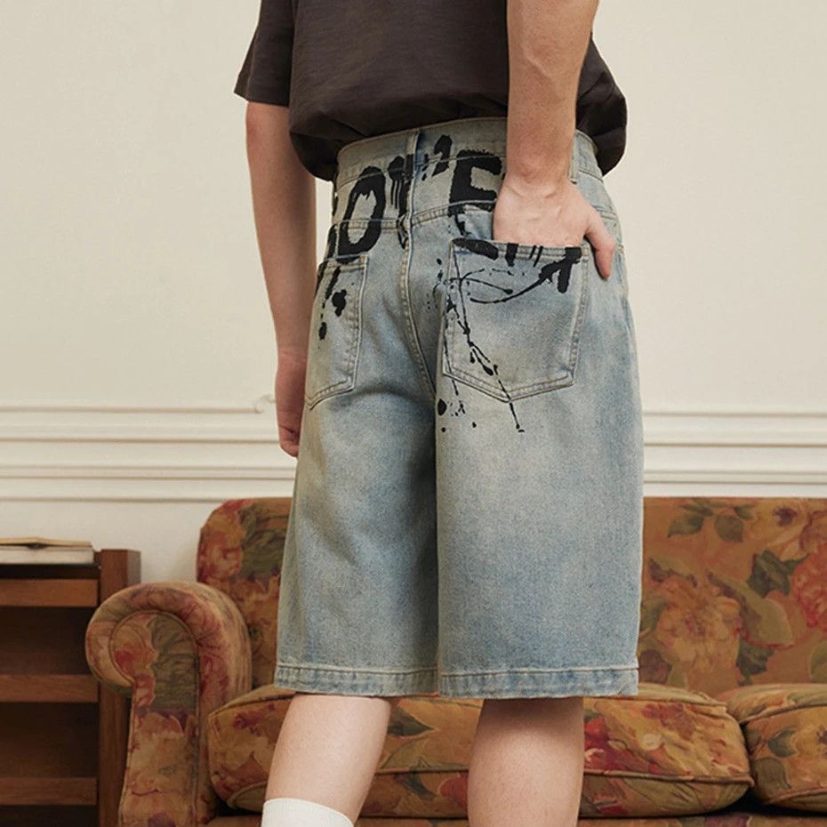 Japanese Brand Graffiti Paint Vintage Washed Jorts Size US 33 - 3 Thumbnail