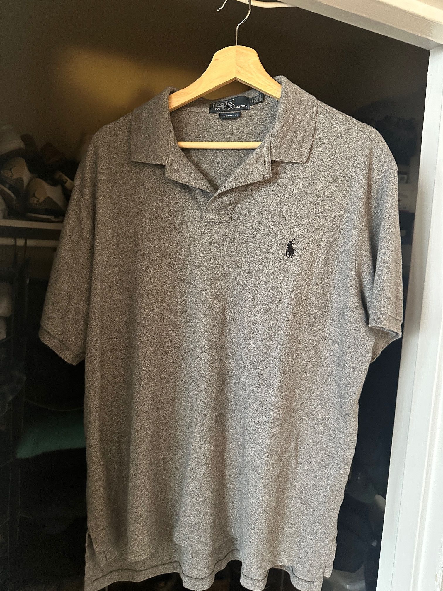 Polo Ralph Lauren Men's Polo Ralph Lauren Gray Grey Polo Shirt Custom Fit XL Size US XL / EU 56 / 4 - 1 Thumbnail