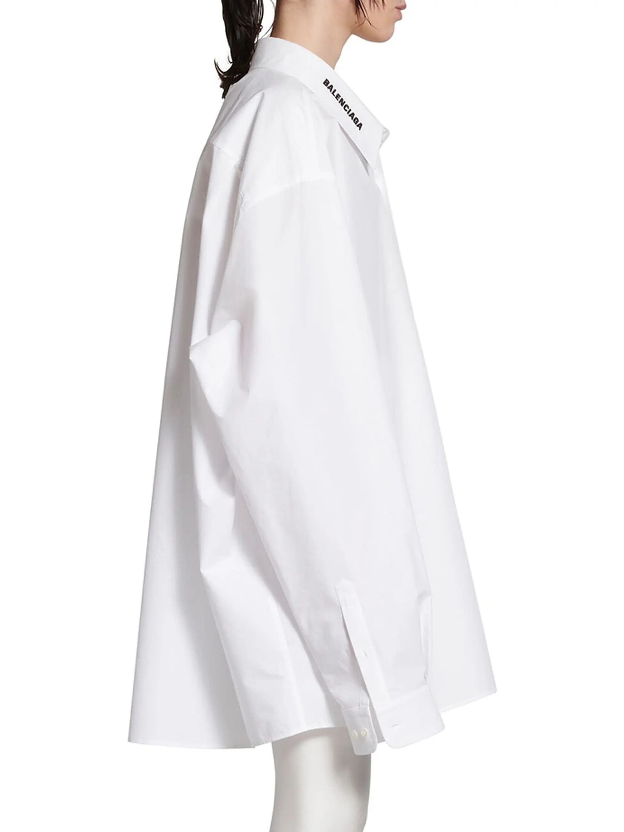 Balenciaga o1bcso1str1025 Dropped Neckline Shirt Oversized in White Size L / US 10 / IT 46 - 5 Thumbnail