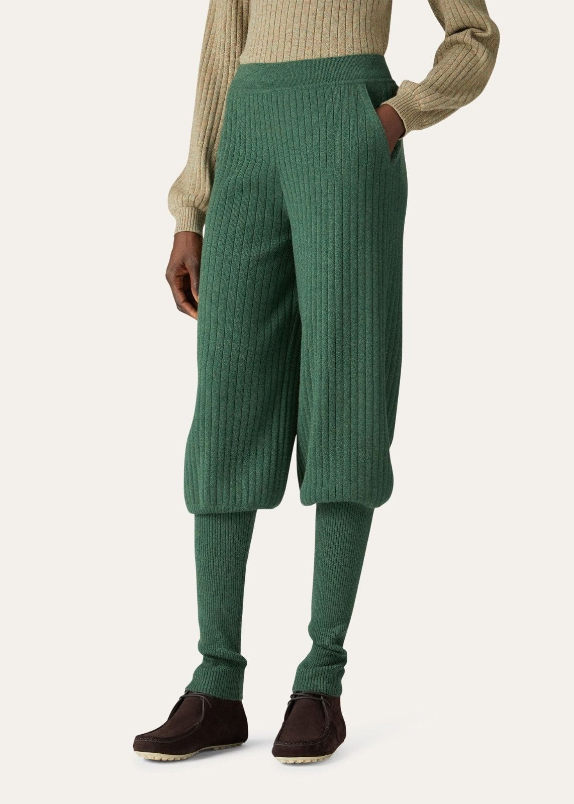 Loro Piana o1srvl11e0824 Maras Cashmere Pants in Green Size 27" / US 4 / IT 40 - 2 Thumbnail