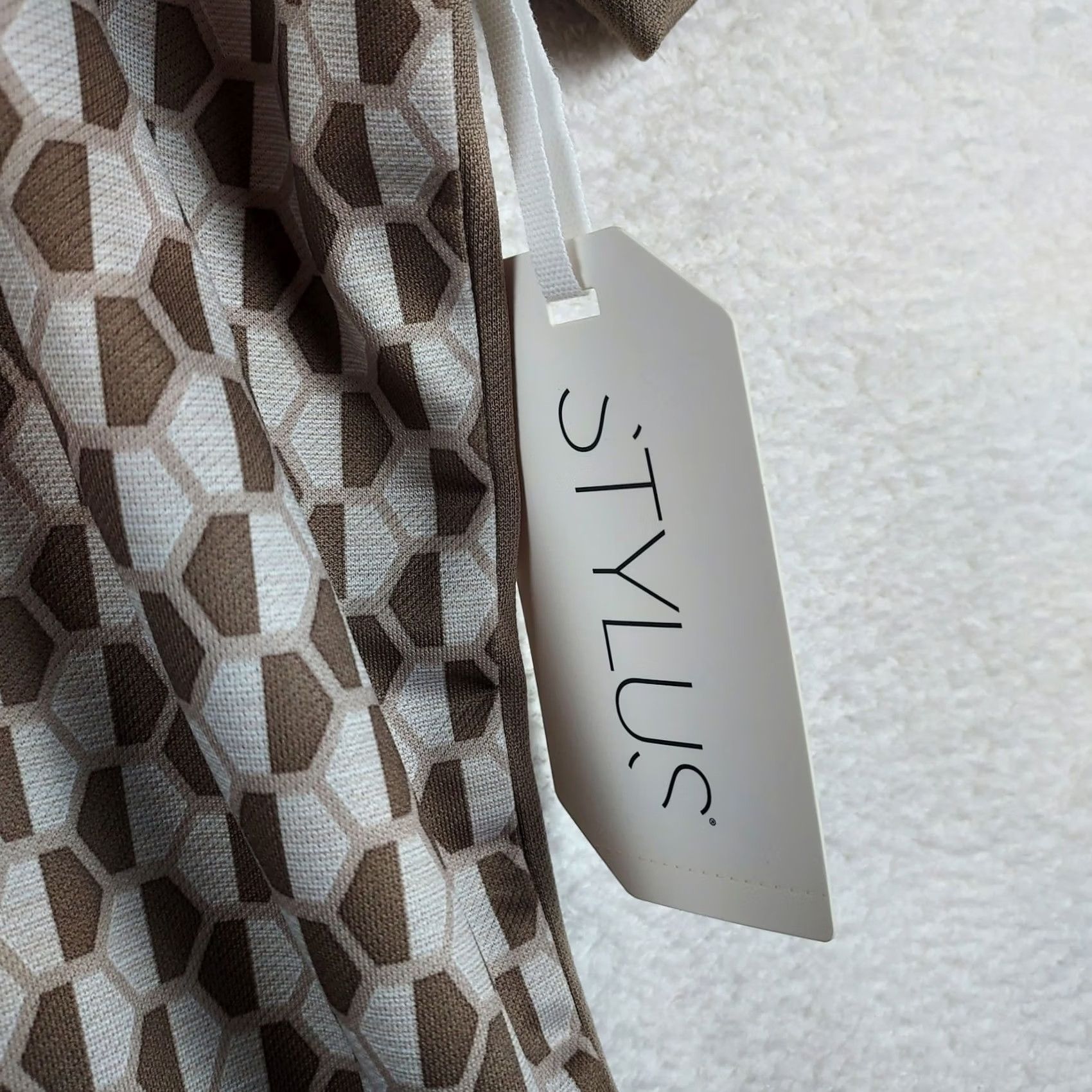 Vintage Stylus Polo Shirt Men XL Brown Geometric Pattern Short Sleeve Casual NWT Size US XL / EU 56 / 4 - 3 Thumbnail
