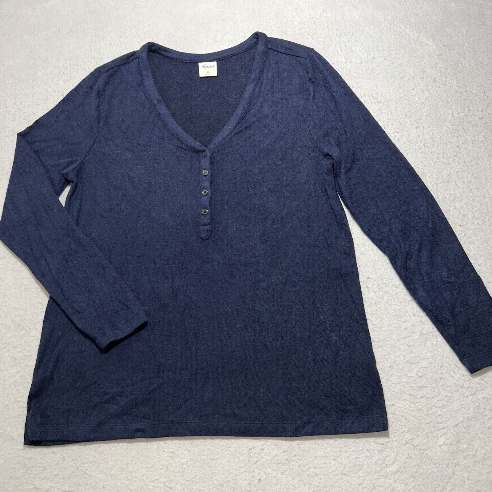 Other SOMA Henley V Neck Blue Lightweight Sweater Pullover Size M / US 6-8 / IT 42-44 - 1 Thumbnail