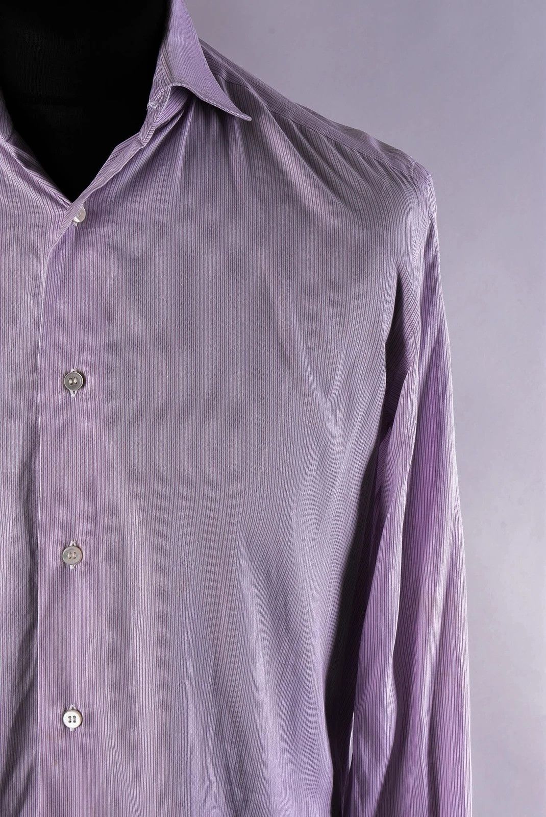 Brioni Brioni Striped Cotton Long Sleeve Button Up Shirt Size M Size US M / EU 48-50 / 2 - 2 Thumbnail