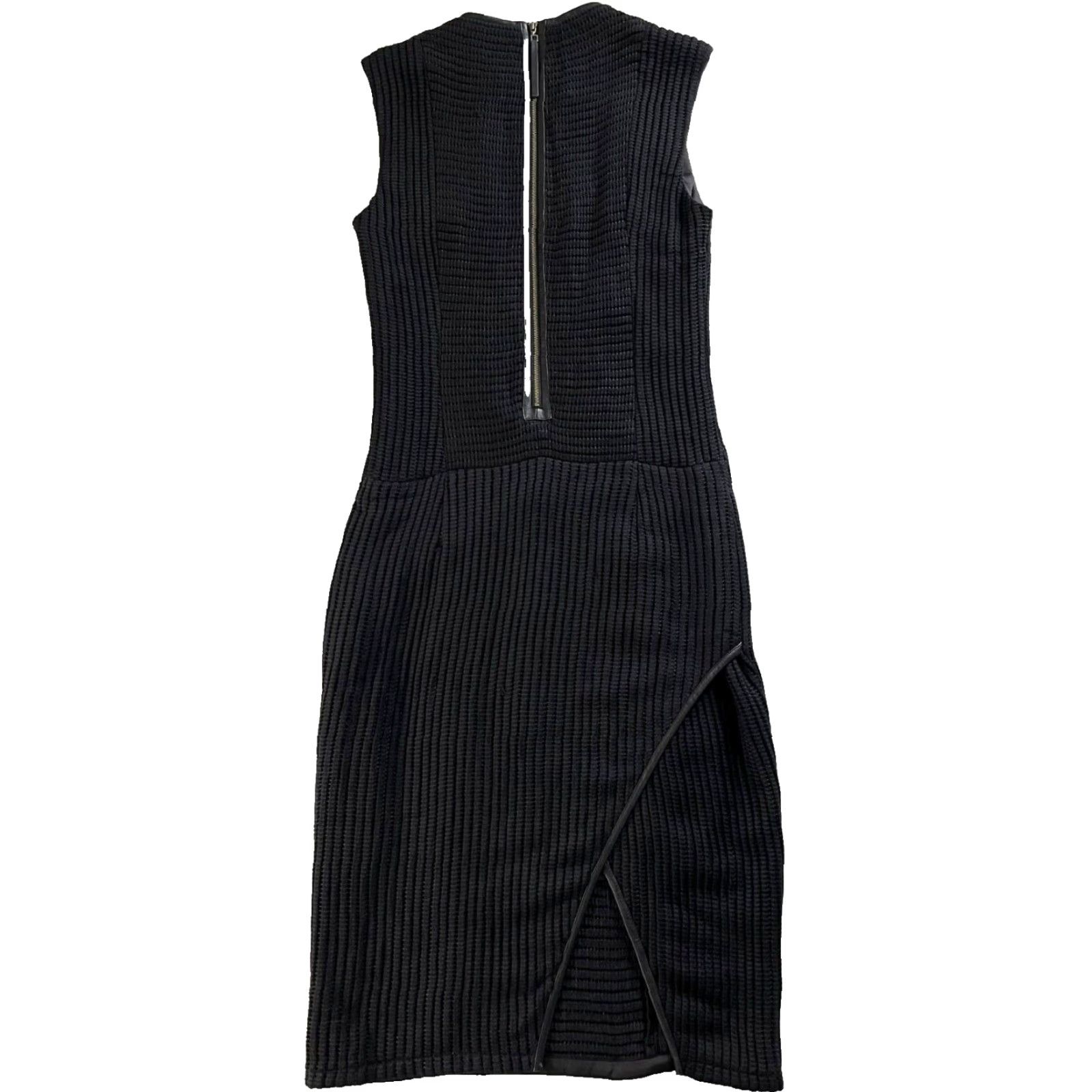 Helmut Lang VINTAGE Helmut Lang Sleeveless Midi Dress Woman/Women Black Textured Bodycon Sz 4 Round Neck Zip Lined Classic Designer 90s Size S / US 4 / IT 40 - 2 Thumbnail