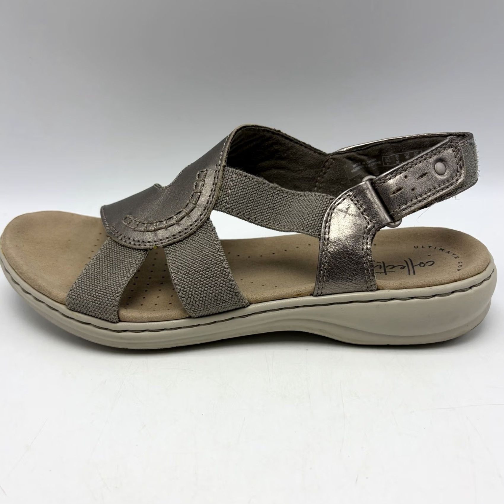 Clarks Clarks Sandals Women 9 Leissa Pewter Metallic Comfort Casual Size US 7 / IT 37 - 3 Thumbnail