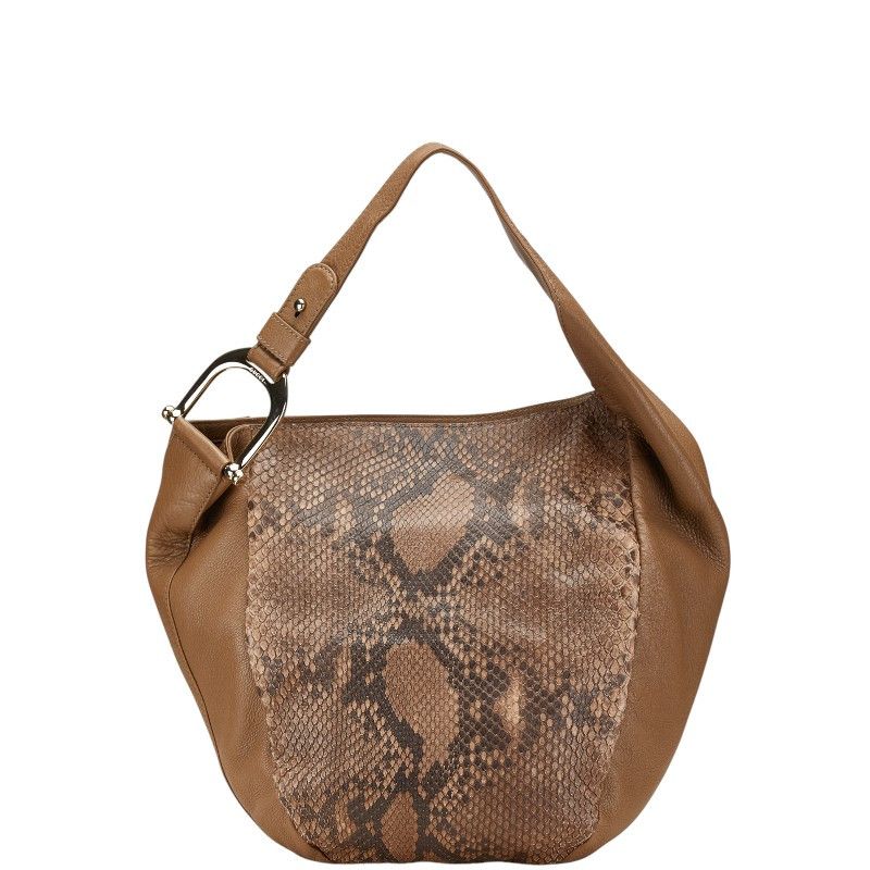 Gucci Gucci Greenwich Python Leather Shoulder Bag Leather Shoulder Bag 257050 in Brown, Women's