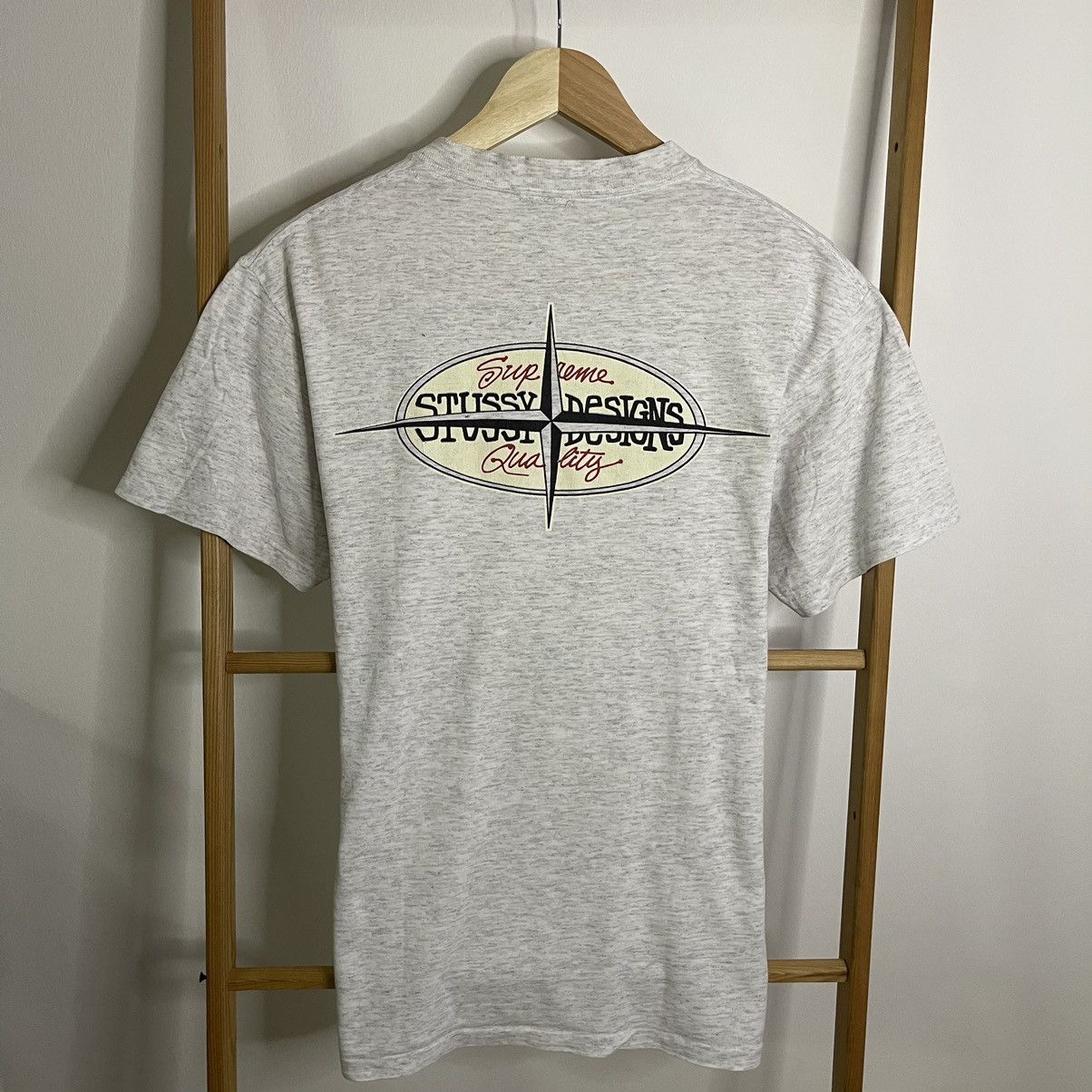 image of Vintage Stussy Ripoff Supreme in White Gray, Men's (Size Medium)