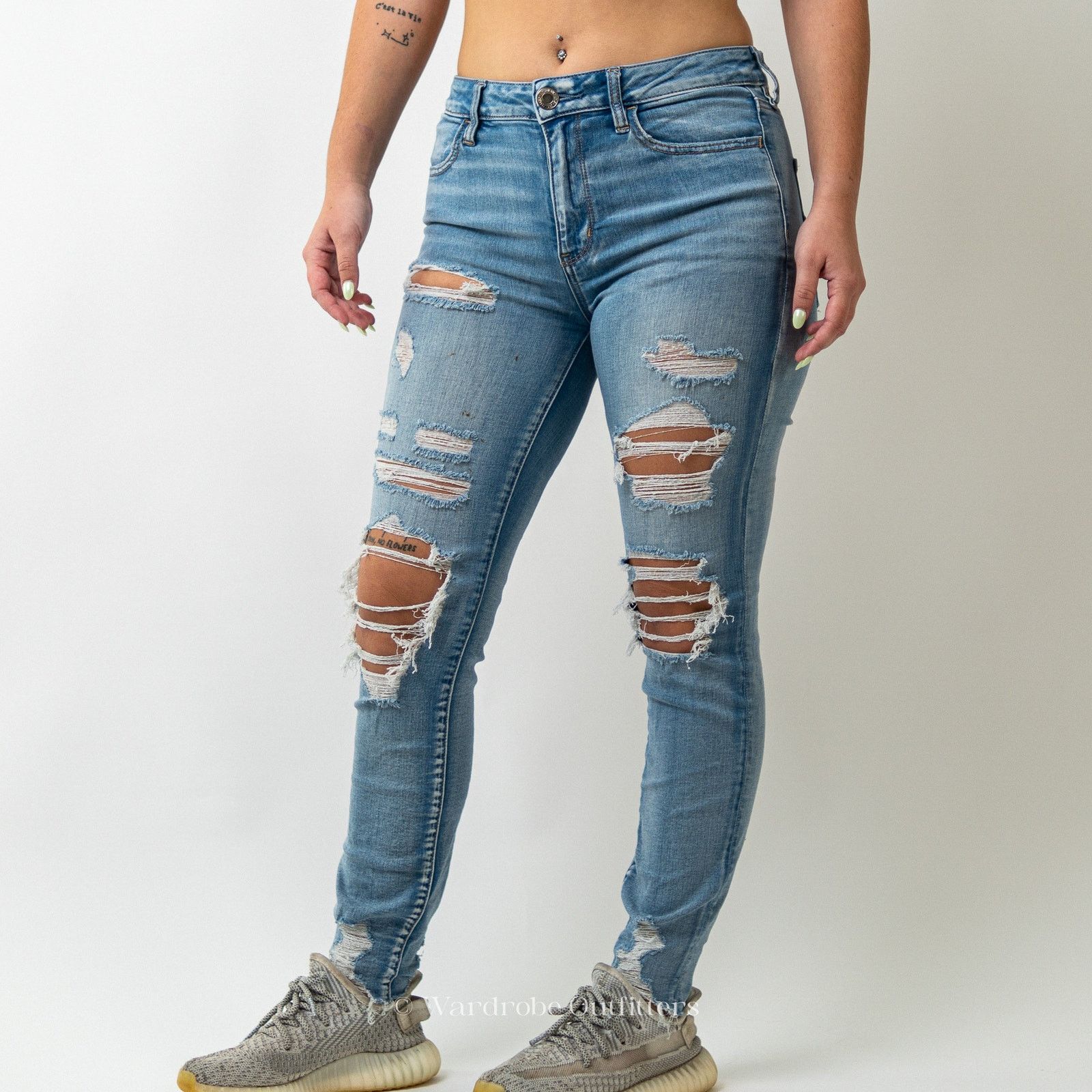 American Eagle Outfitters AEO Ripped & Thrashed Jegging Jeans Super Stretch X Size 29" - 7 Thumbnail
