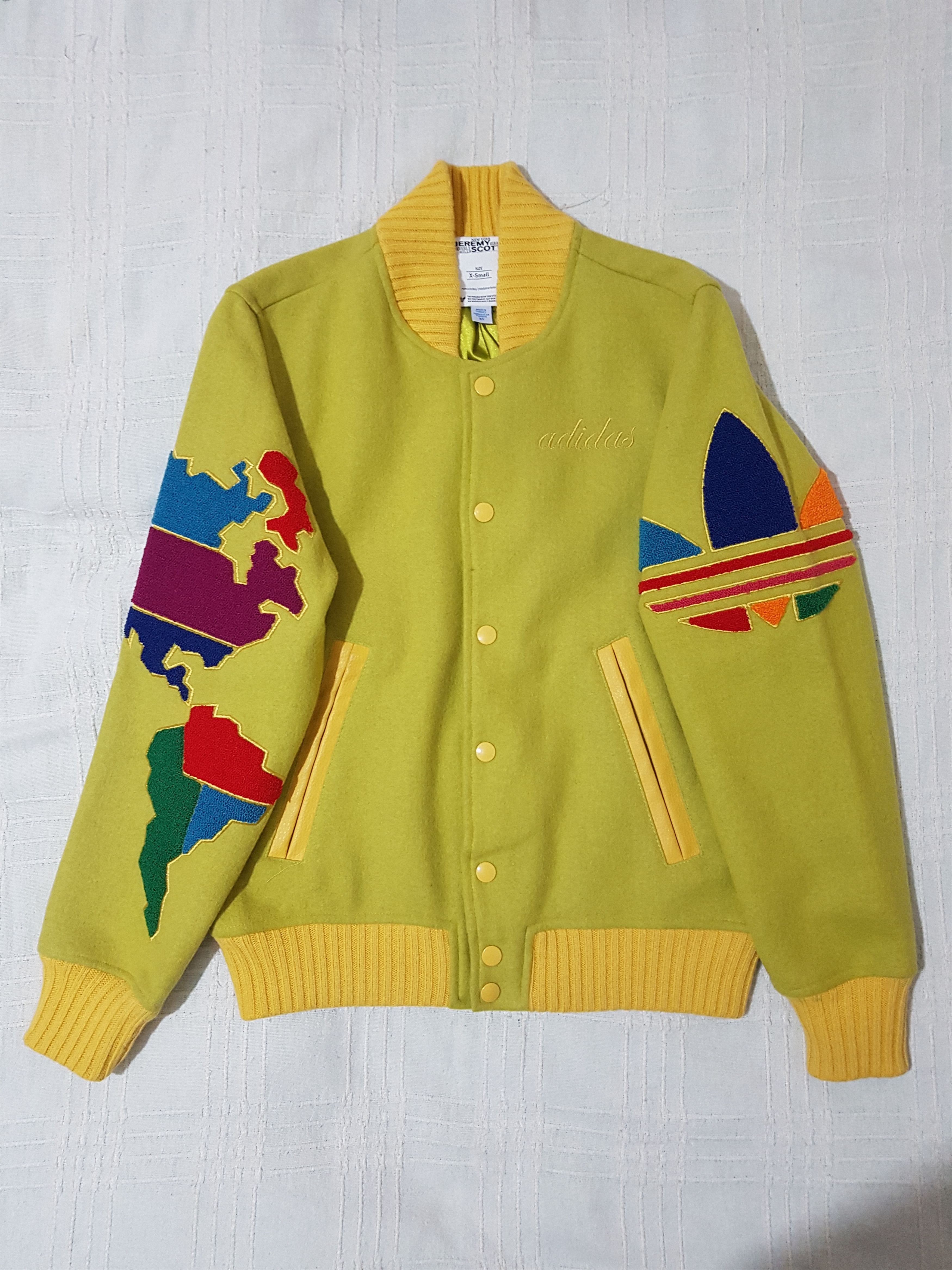 Adidas × Jeremy Scott Globe Varsity Letterman Jacket Wool Bomber World Map Size US XS / EU 42 / 0 - 13 Thumbnail