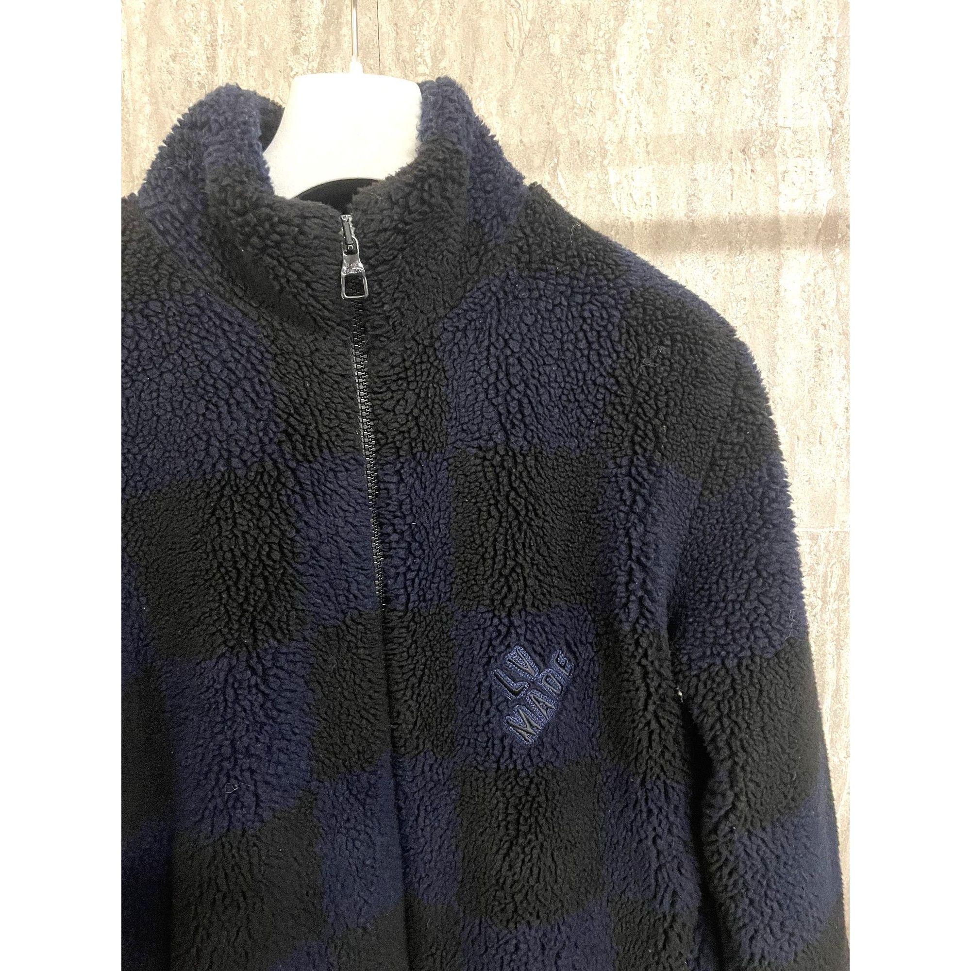 Louis Vuitton Louis Vuitton Checkered Navy & Black Sherpa Jacket Mens Full Size US XXL / EU 58 / 5 - 3 Thumbnail