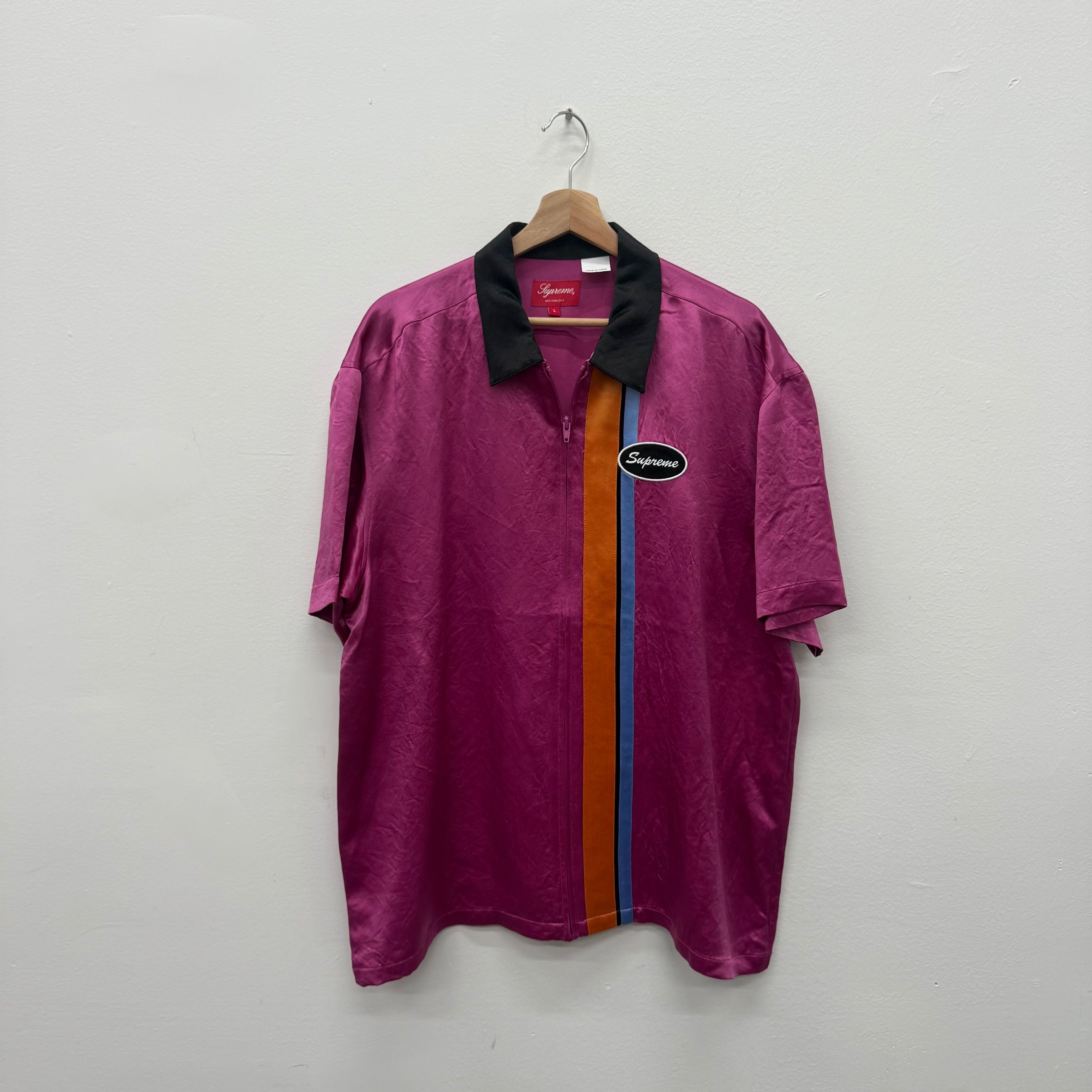 Supreme Supreme Sequin Stripe Zip Polo Blue | Grailed