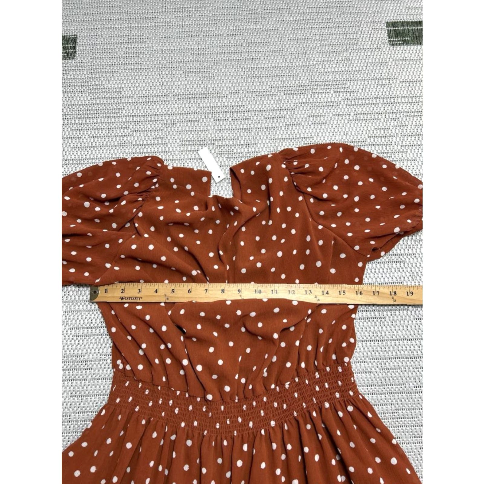 Madewell Madewell Smocked Waist Mini Dress Womens L Brown Inkspot Dots Casual New Size L / US 10 / IT 46 - 6 Thumbnail