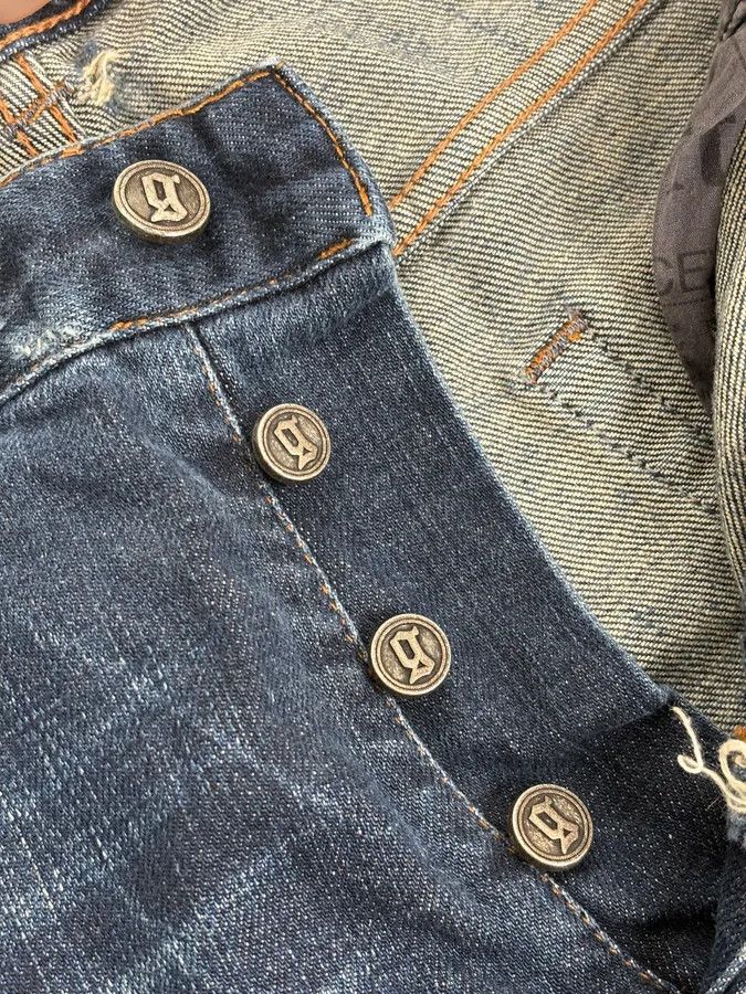 John Galliano 2010s John Galliano Blue Rebel Distressed Denim Jeans Size US 31 - 12 Thumbnail