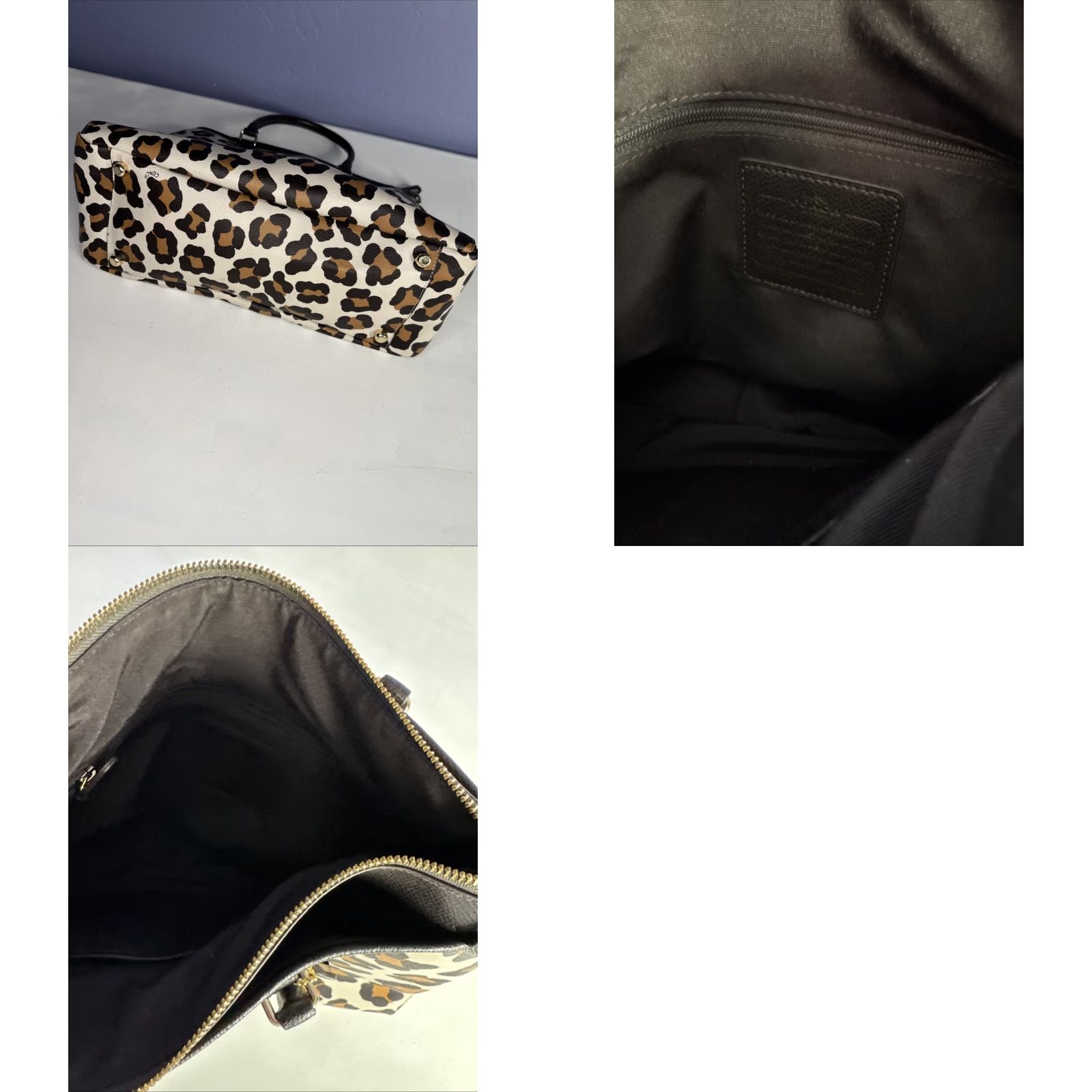 Coach Coach Women’s Satchel Leopard & Brown Shoulder Bag Tote Purse Bag Rare Size ONE SIZE - 8 Thumbnail