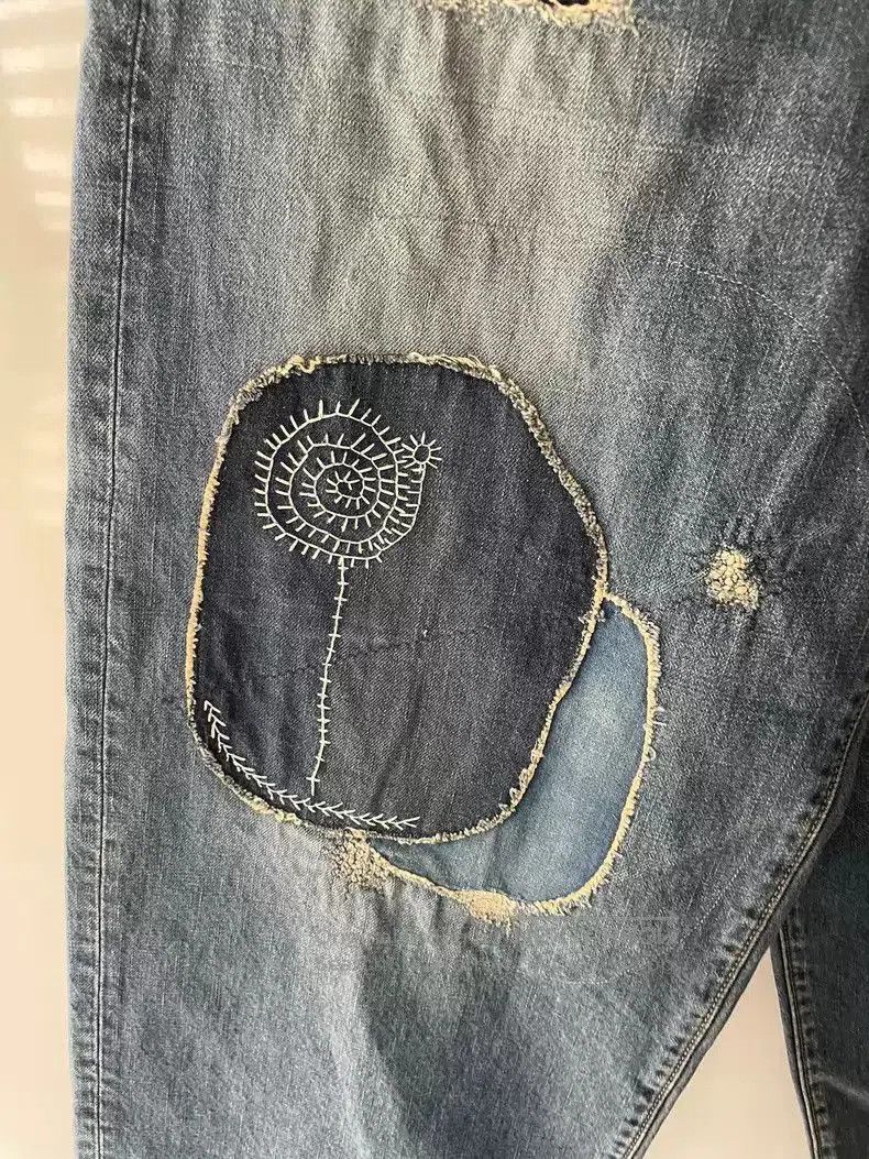 Kapital kapital Balloon pants stitching patch washed jeans. Size US 32 / EU 48 - 3 Thumbnail