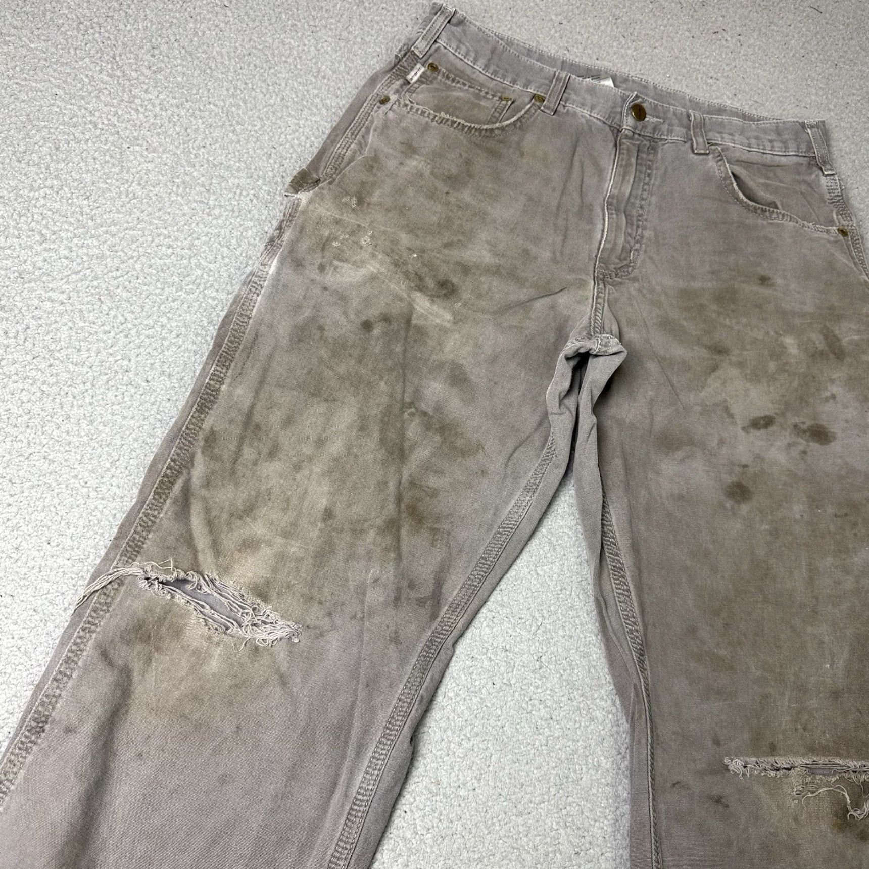 Carhartt Carhartt Pants Mens 33x32 Gray Relaxed Fit Carpenter Size US 33 - 4 Thumbnail