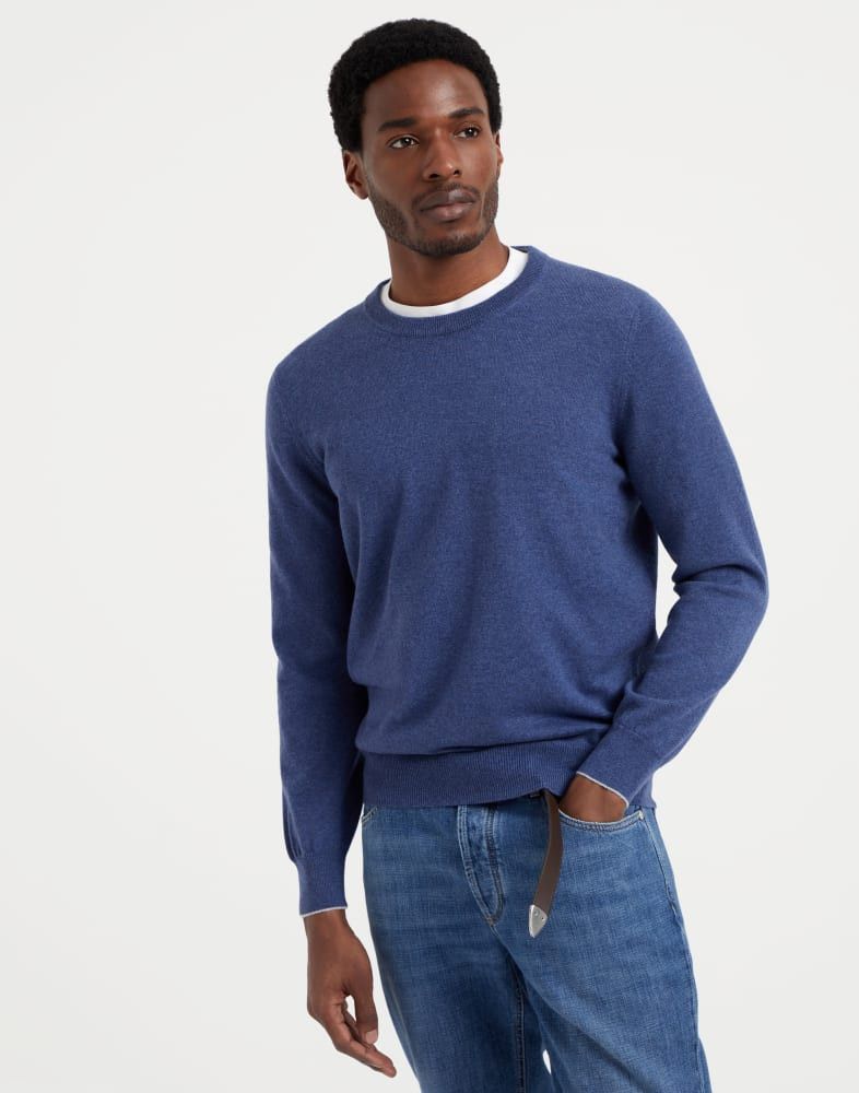 Brunello Cucinelli o1w1db10825 Cashmere Sweater in Blue Size US M / EU 48-50 / 2 - 1 Thumbnail