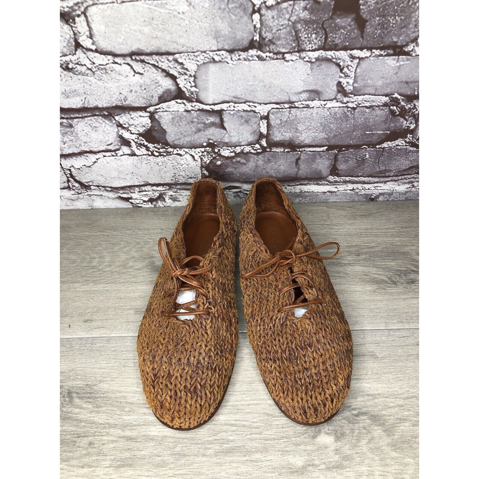 Cole Haan Cole Haan Resort Brown Leather Woven Basket Weave Woven Lace Size US 7.5 / IT 37.5 - 10 Thumbnail