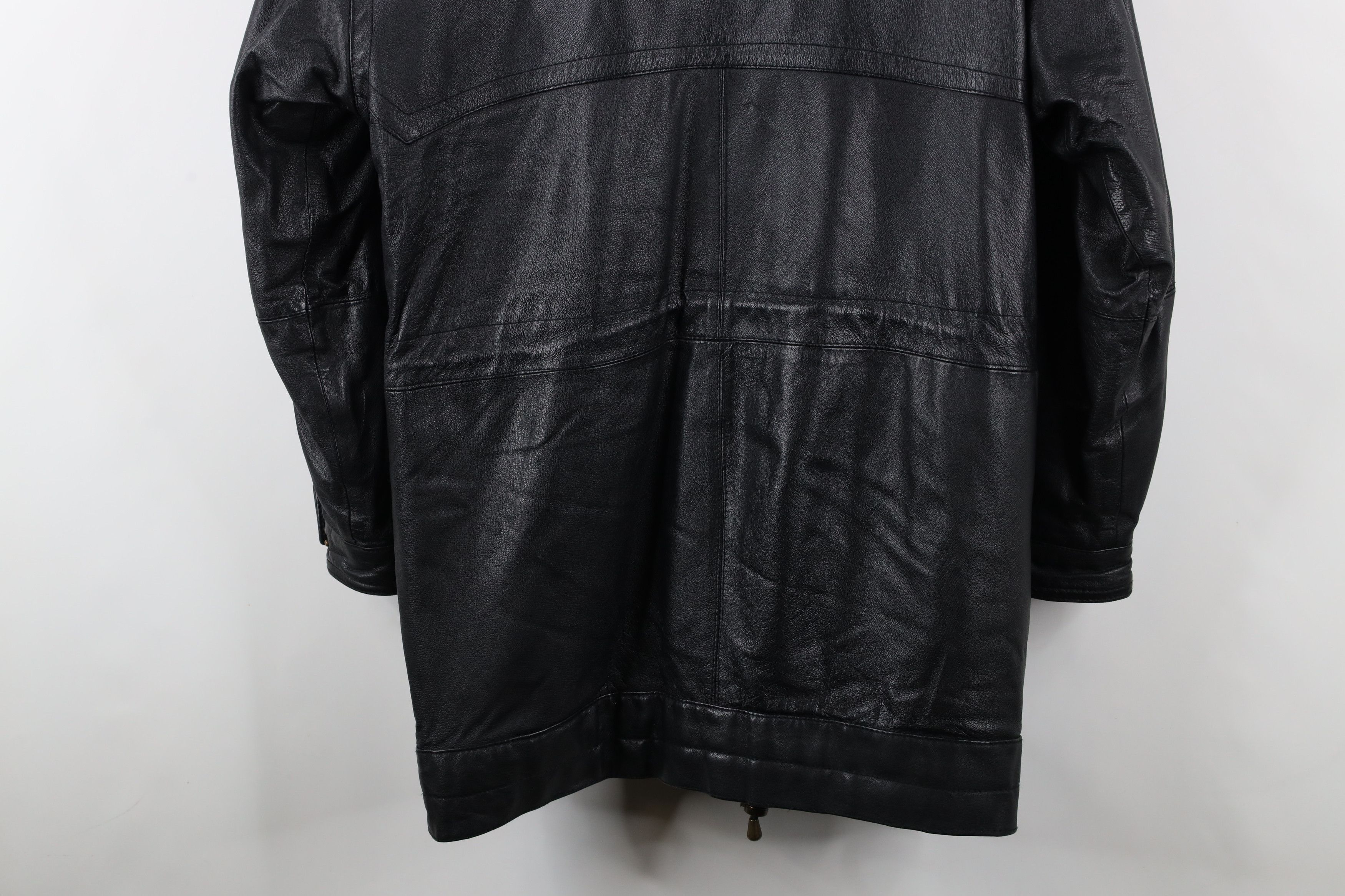 Vintage Vintage 90s Streetwear Toggle Button Hooded Leather Jacket Size US S / EU 44-46 / 1 - 16 Thumbnail