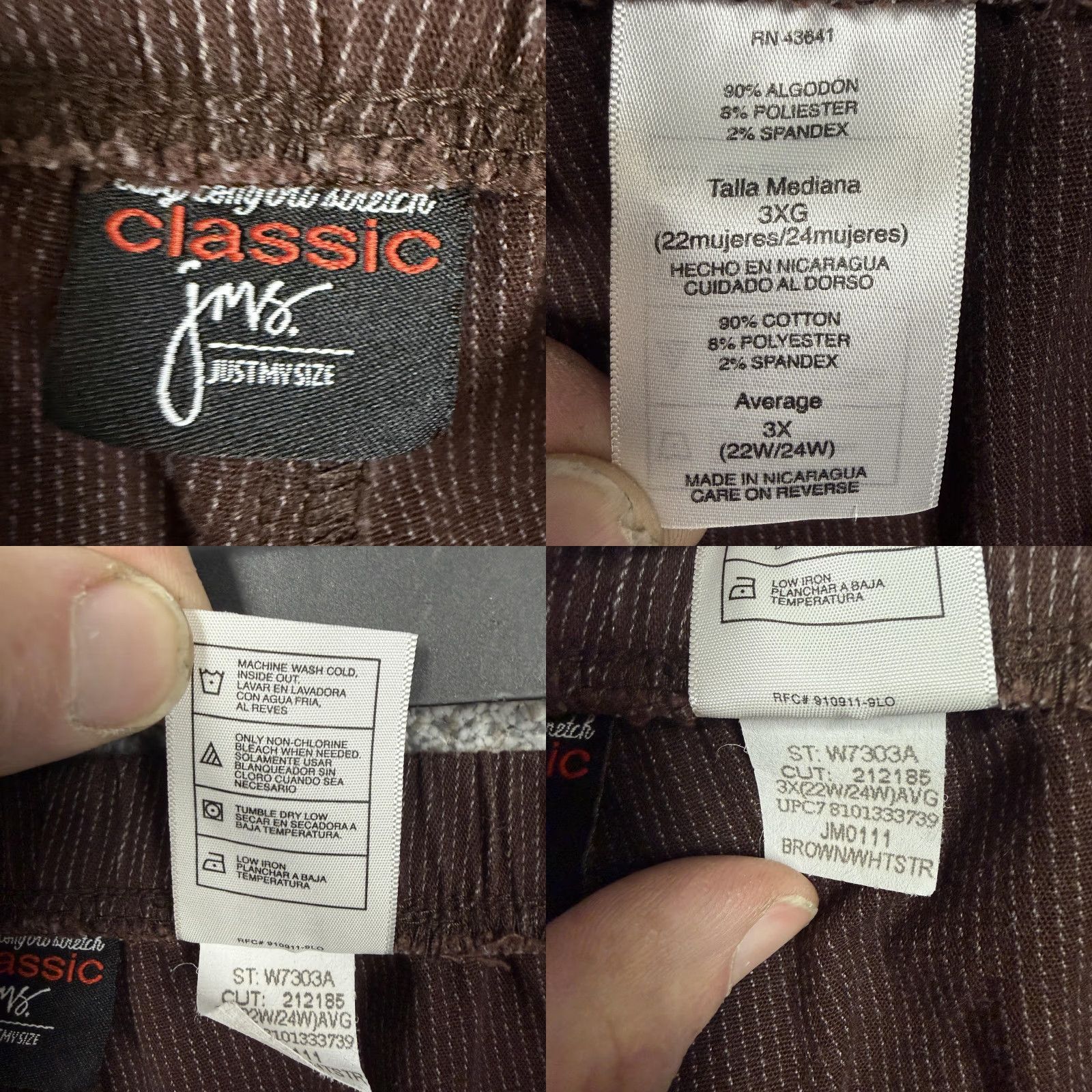 Vintage Just My Size Dress Pants Womens 3X Brown Pinstripe Stretch Dark Academia Size 40" / US 18 - 8 Thumbnail