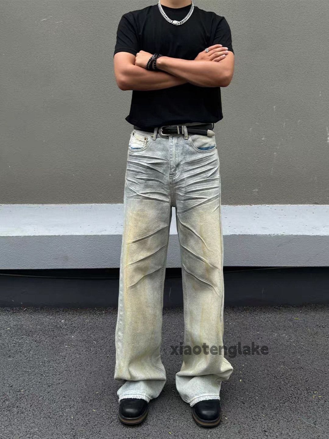 Jean xtl retro washed faded punk grunge hiphop Stain jeans Size US 34 / EU 50 - 2 Thumbnail