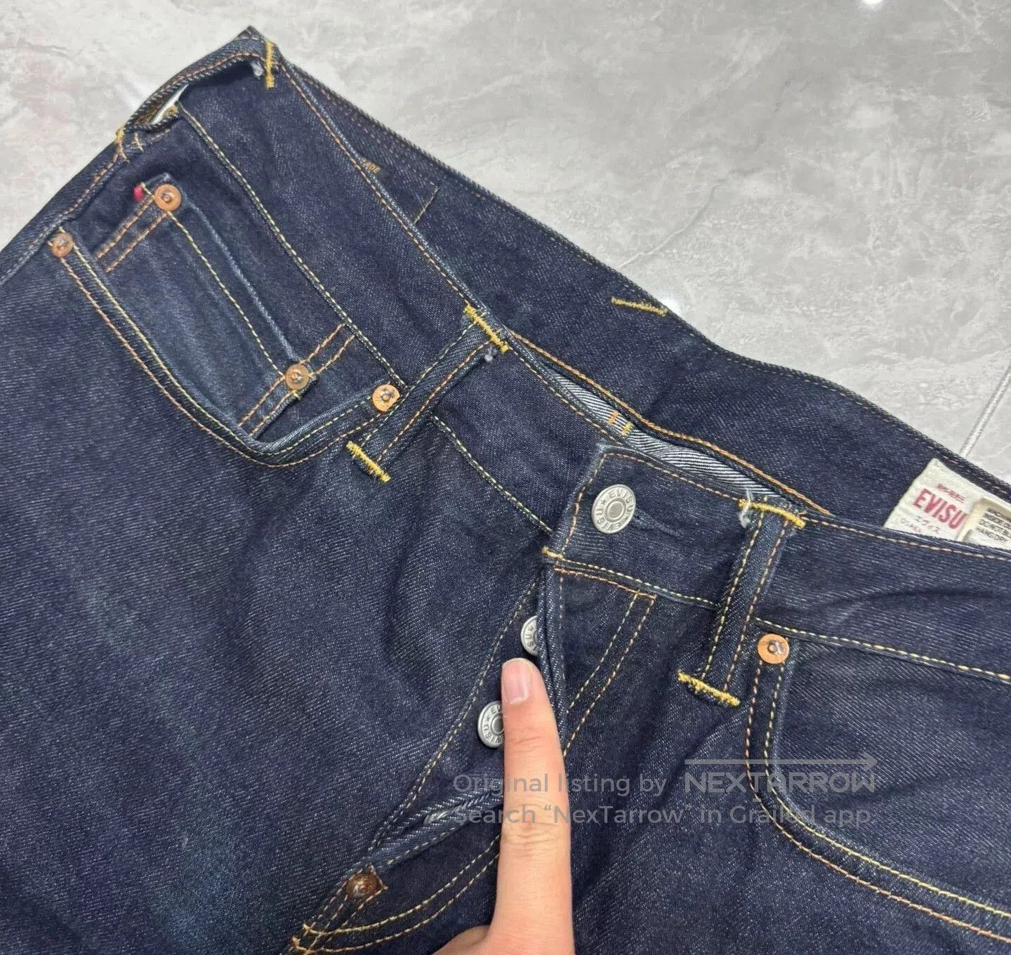 Evisu Evisu White Daruma Embroidered Jeans. Size US 33 - 7 Thumbnail