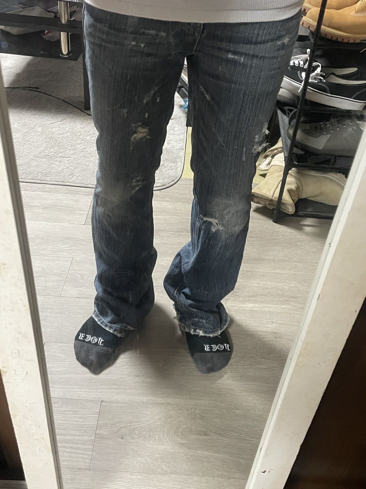 If Six Was Nine 2000s Japanese archive Distressed Skull Patch Flare Jeans Size US 30 / EU 46 - 10 Thumbnail