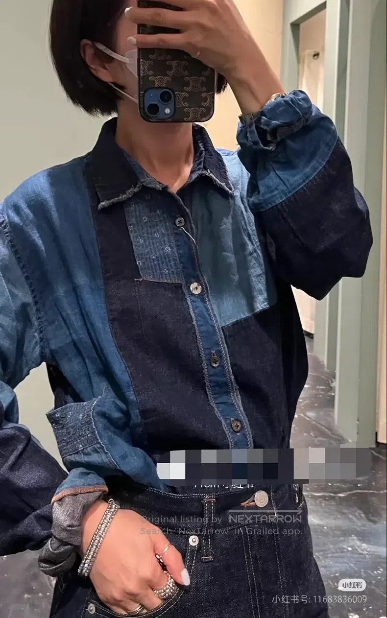 Kapital Kapital Blue-dyed patchwork denim shirt Size M / US 6-8 / IT 42-44 - 1 Thumbnail
