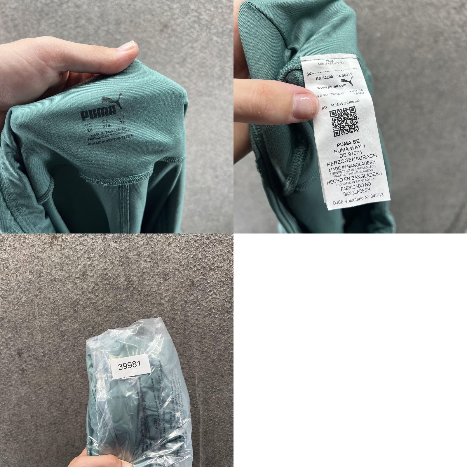 Puma Puma Leggings Womens 2X Green Plus Size Ankle Pockets Stretch Athletic Yoga Size 40" / US 18 - 8 Thumbnail