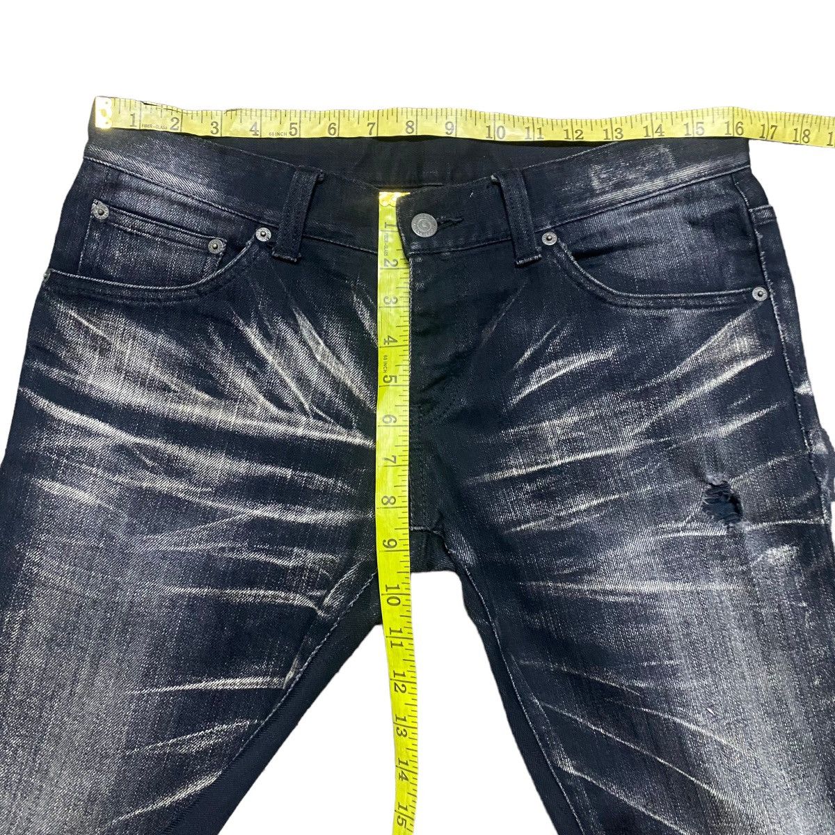 Tornado Mart Tornado Mart Clawmark Black Denim Cropped Jeans Distressed Size US 30 / EU 46 - 15 Thumbnail