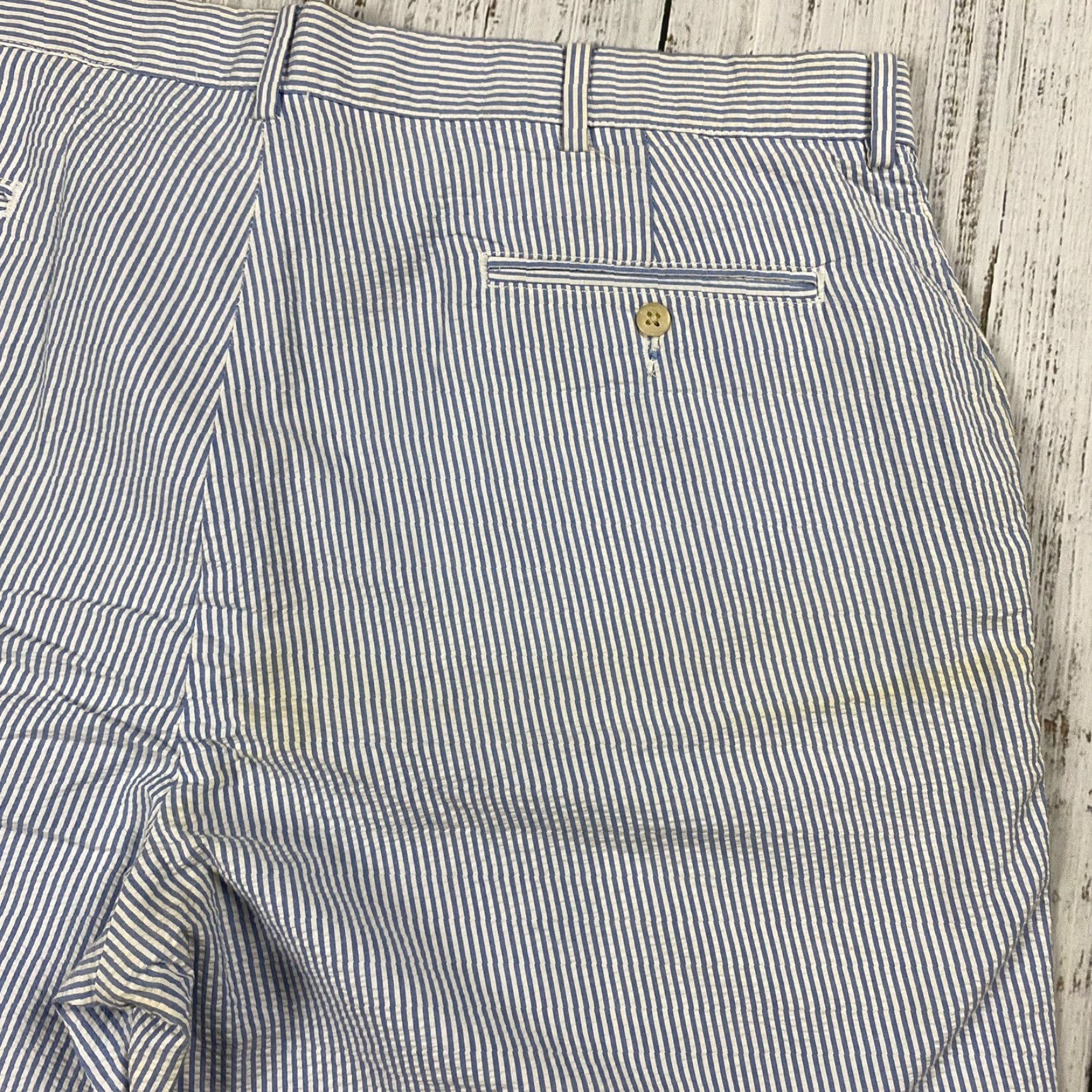 Polo Ralph Lauren VINTAGE Polo Ralph Lauren 90s Cotton Seersucker Plaid Shorts Adult 38 Blue/White Flat Front Mens Size US M / EU 48-50 / 2 - 8 Thumbnail