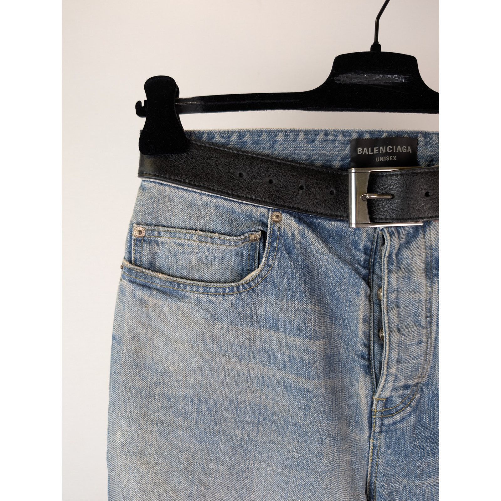 Balenciaga o1rshd1 Organic Selvedge Denim Integrated Belt Pants Size US 30 / EU 46 - 4 Thumbnail