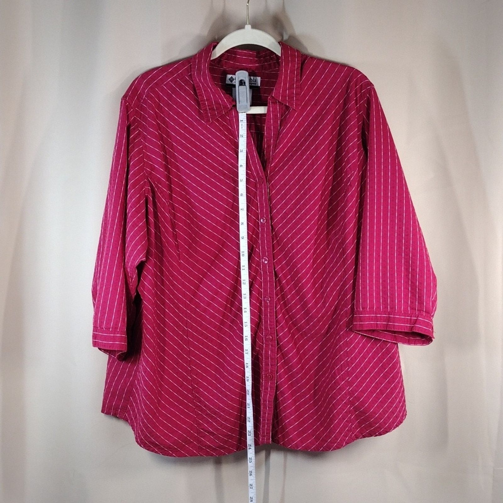 Columbia Columbia Red Stripes Plus Size Cotton Lightweight Shirt Size XXL / US 16-18 / IT 52-54 - 5 Thumbnail