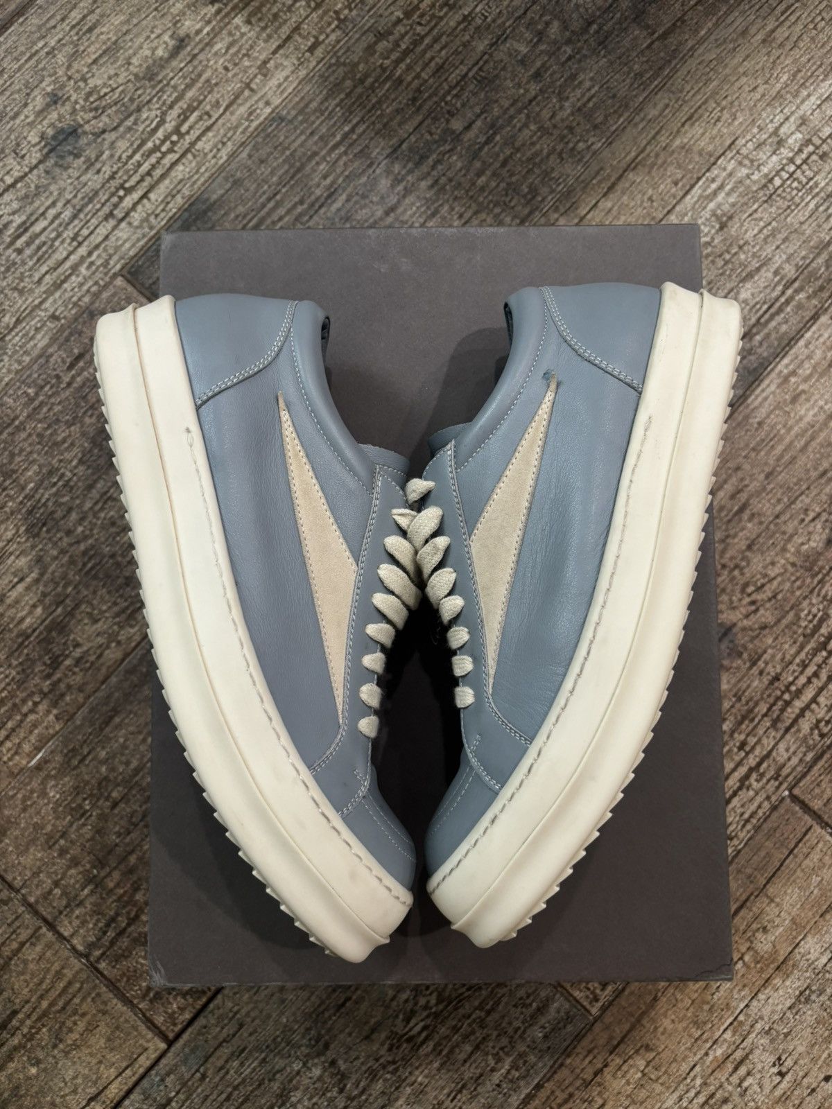 Rick Owens Blue Leather Vintage Low Sneakers Size US 8.5 / EU 41-42 - 2 Thumbnail