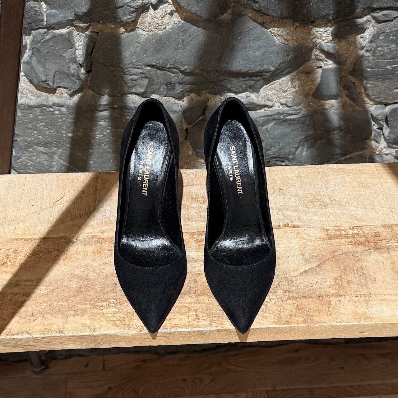 Saint Laurent Paris Saint Laurent Black Suede Paris 100 Pumps Size US 6 / IT 36 - 2 Thumbnail