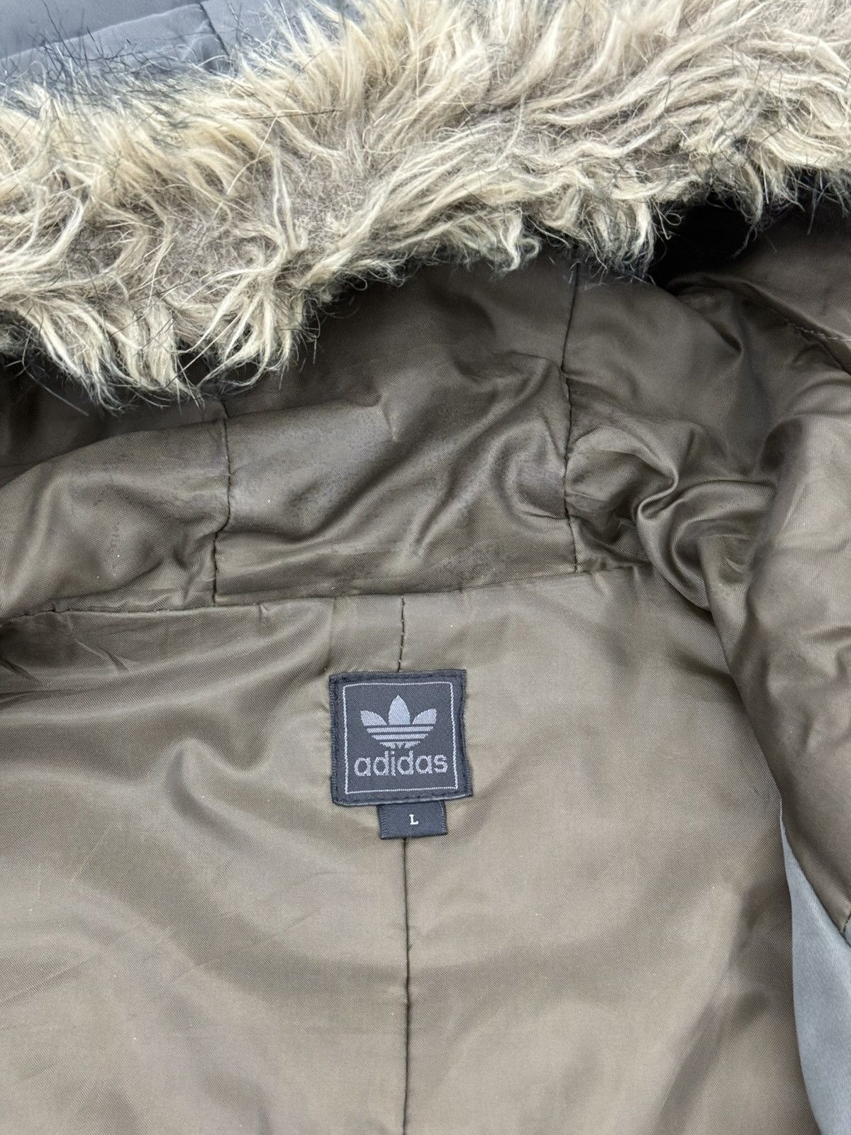 Adidas 2011 Adidas Trefoil Parka Green Military Nylon Fur Jacket Size US L / EU 52-54 / 3 - 4 Thumbnail
