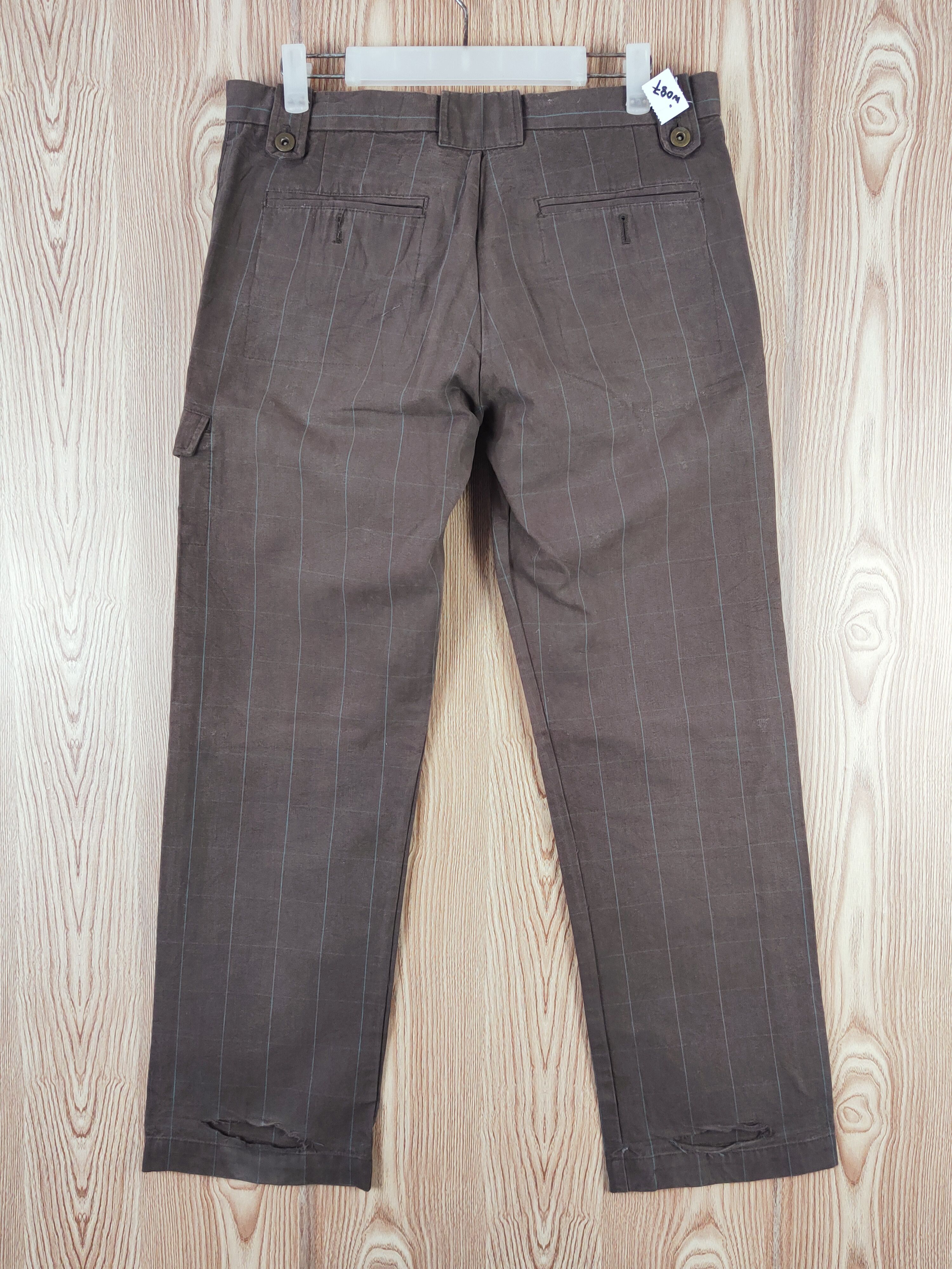 Japanese Brand × OVER THE STRiPES × Vintage Rna Dark Brown Faded stripe vintage Casual Pants #W087 Size 31" - 7 Thumbnail