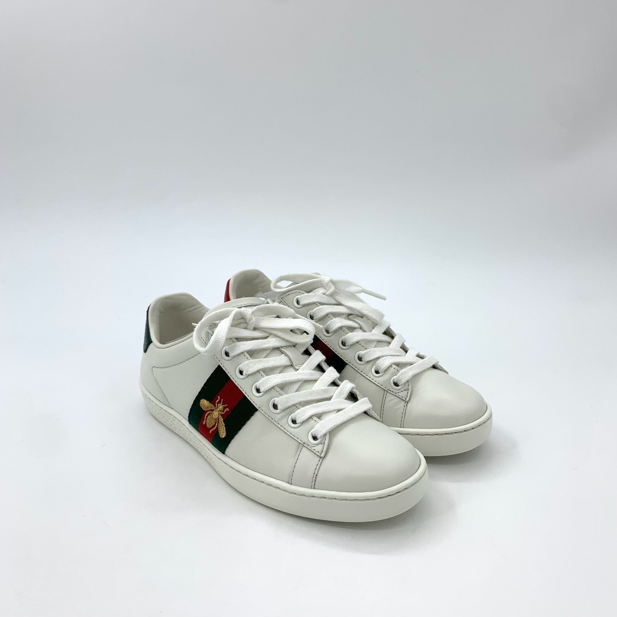 Gucci Gucci Ace Series White Leather Sneakers With Red & Green Web Size US 5 / IT 35 - 8 Thumbnail