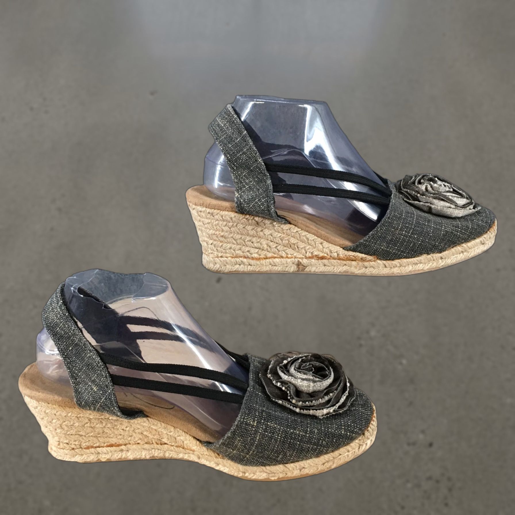 Vintage White Mountain Sandals Womens 9.5 M Serene Espadrille Gray Casual Wedge Heels Size US 10 / IT 40 - 1 Thumbnail