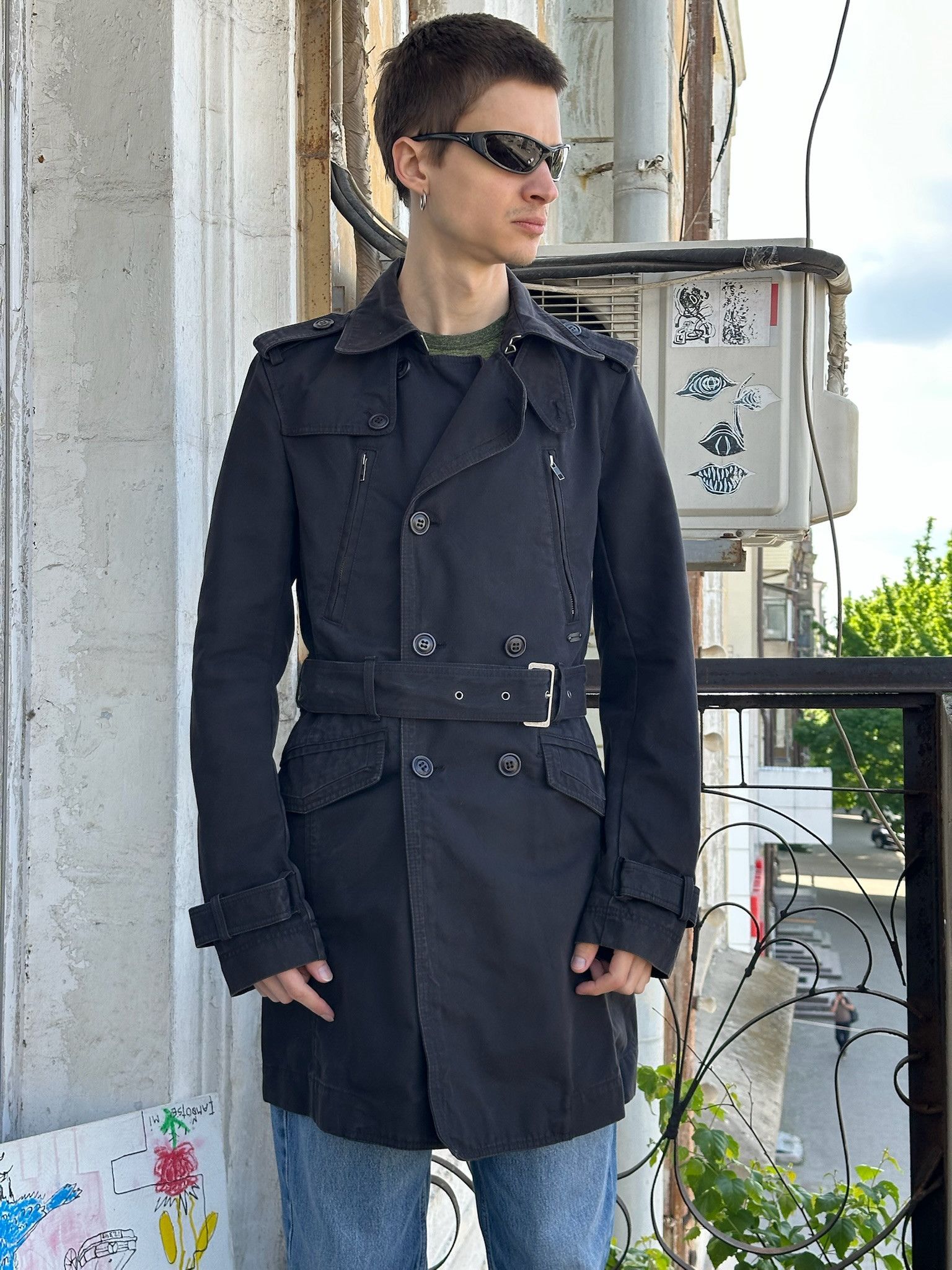 Diesel Diesel Black Belted Trench Coat Size US M / EU 48-50 / 2 - 1 Thumbnail