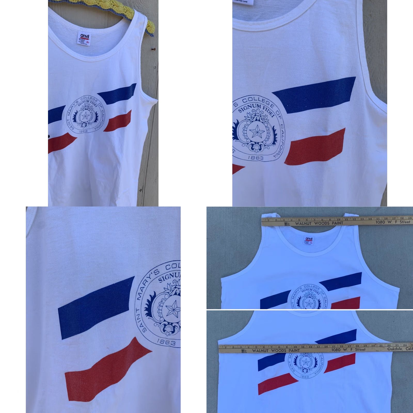 Anvil VINTAGE Saint Mary’s College of California tank top SMC CREW XL White Anvil Graphic Tank Top Womens Size US XL / EU 56 / 4 - 8 Thumbnail