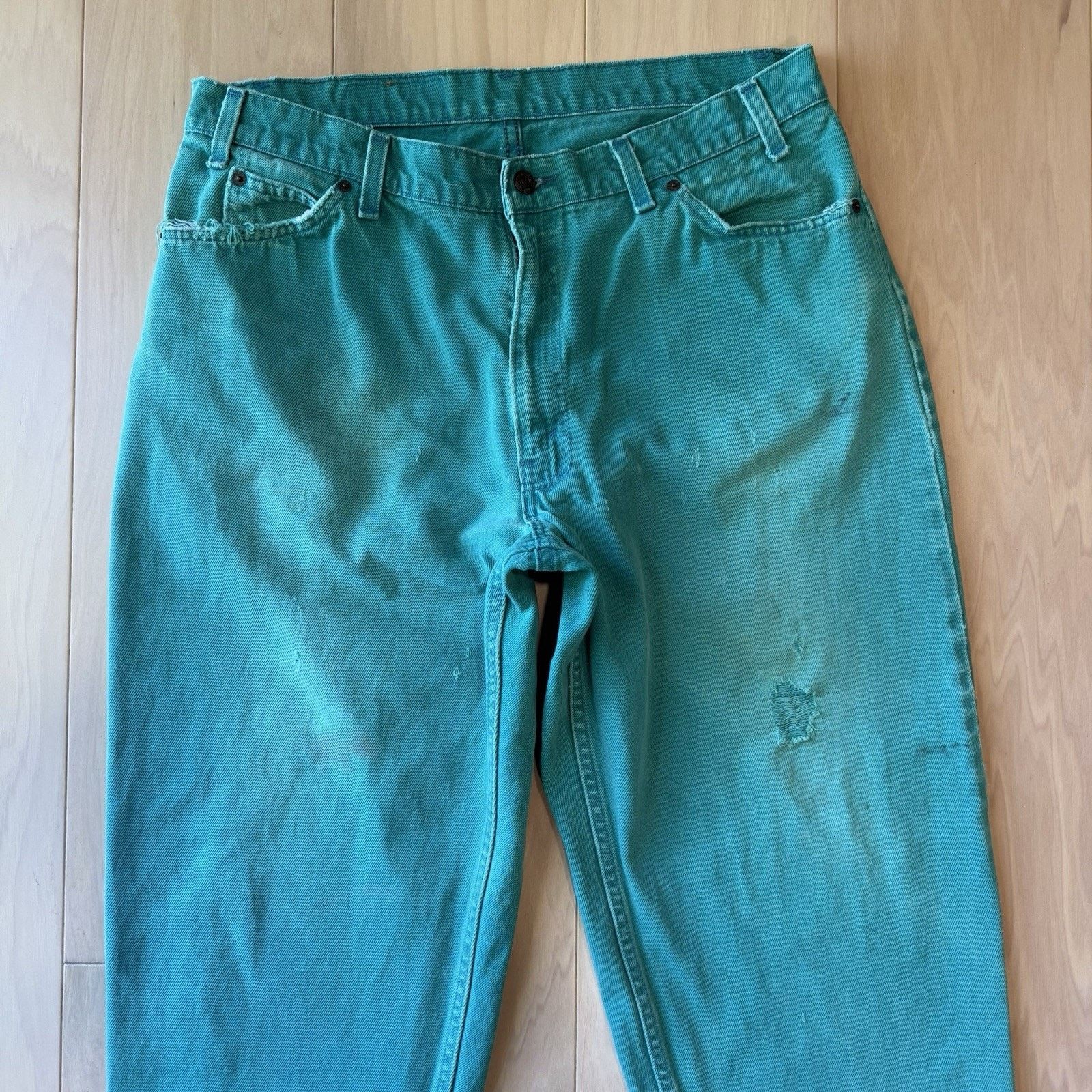 Levi's Vintage Levis 560 Jeans 35 Teal Made In USA 80s Relaxed Size US 35 - 3 Thumbnail