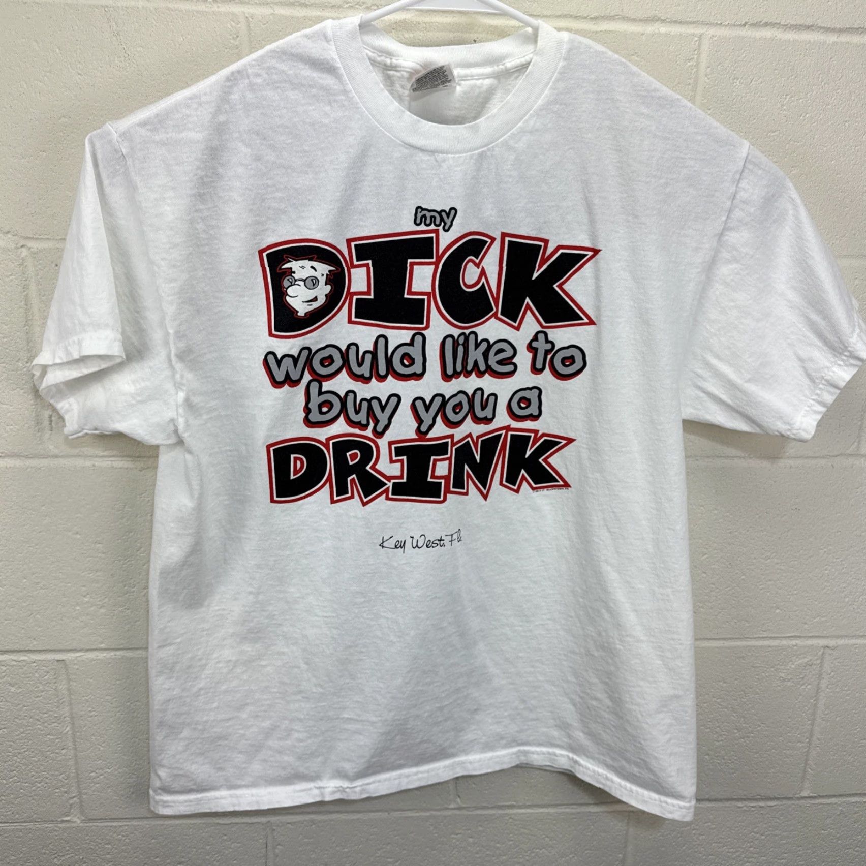 Vintage VINTAGE My Dick Would like to Buy You A Drink T Shirt XL Men White Cotton 90s Funny Raunchy Logo Short Sleeve Crew Neck Stedman Size US XL / EU 56 / 4 - 2 Thumbnail