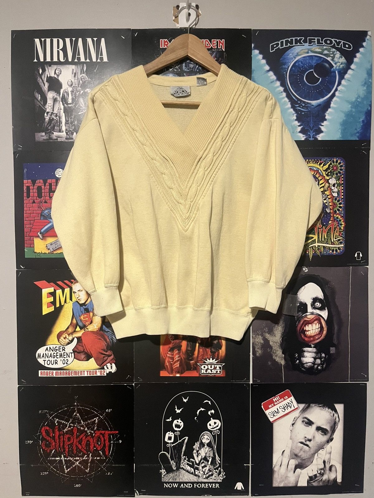 Other Vintage 90’s Fashion Force V Neck Cream Off white Sweater M Size M / US 6-8 / IT 42-44 - 1 Thumbnail