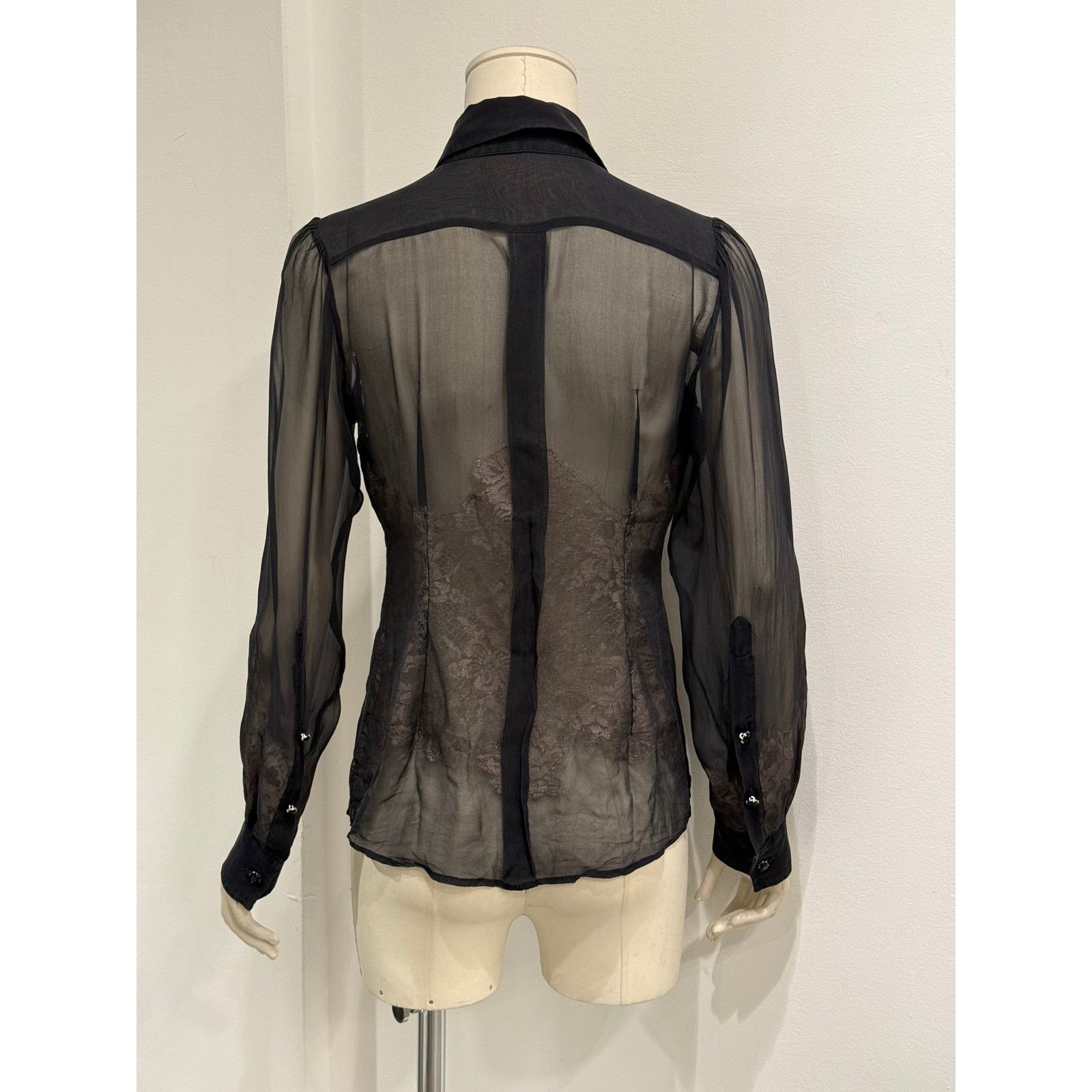 Dolce & Gabbana 2000s Dolce & Gabbana Silk lace hybrid shirt Size S / US 4 / IT 40 - 2 Thumbnail